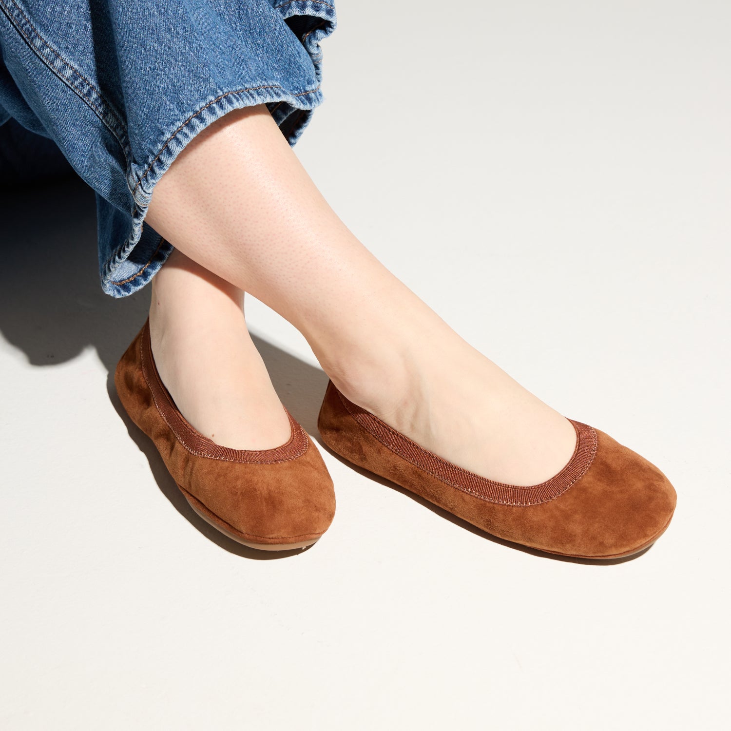 Samara Foldable Ballet Flat in Whiskey Suede - Yosi Samra - Women's Flats