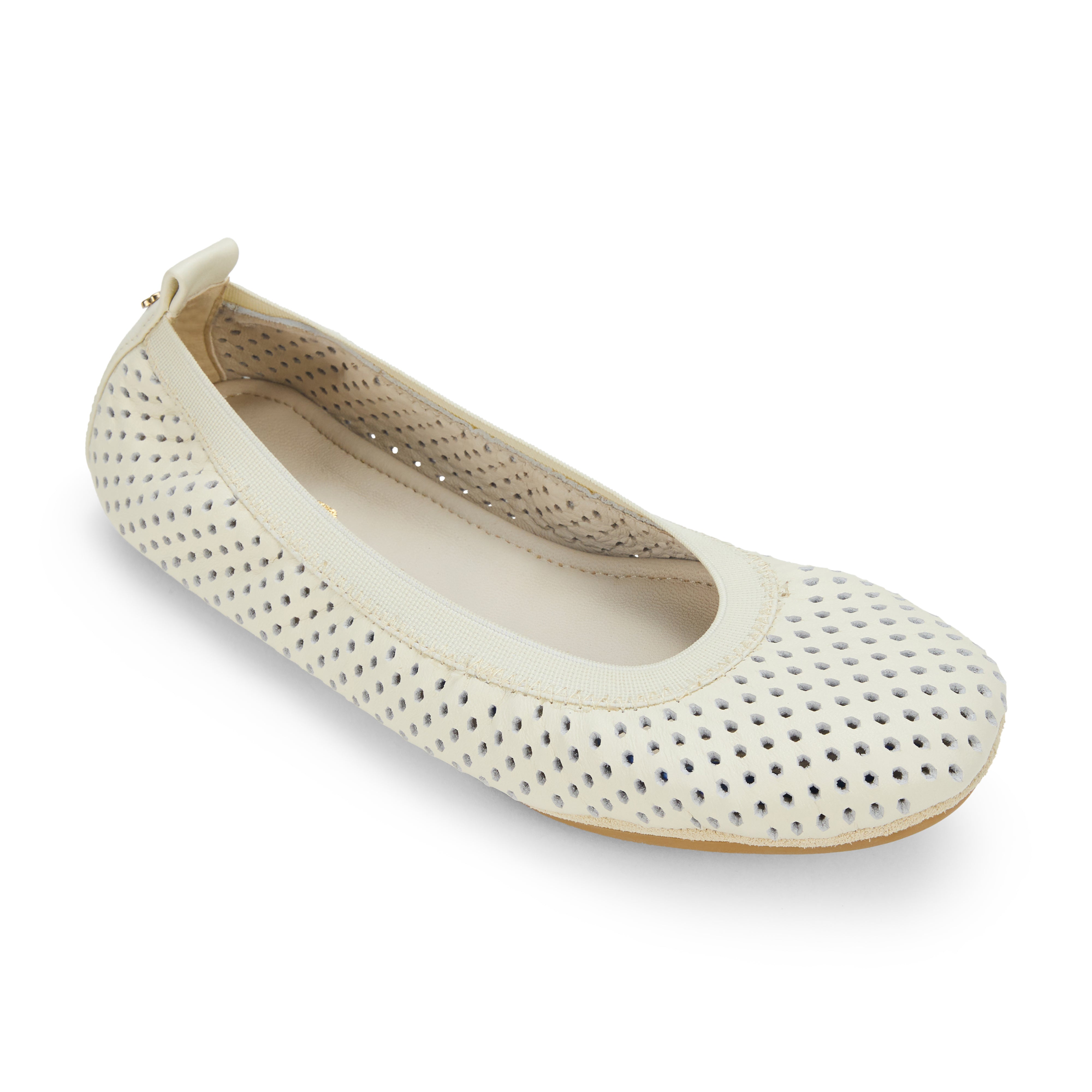 Yosi Samra Samara Foldable Ballet Flat in White Perforated