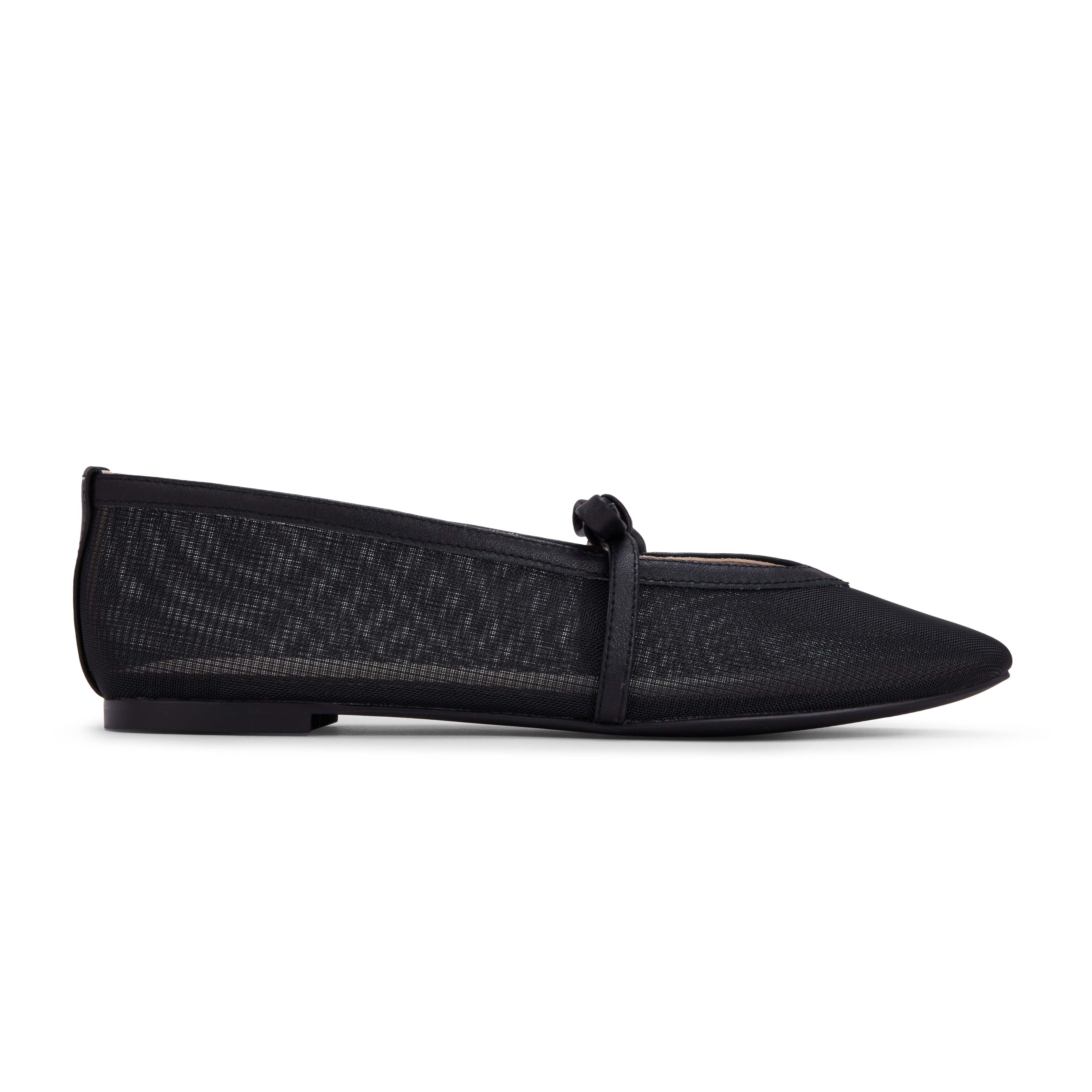 Yosi Samra Savannah Flat in Black Mesh Women's Shoe