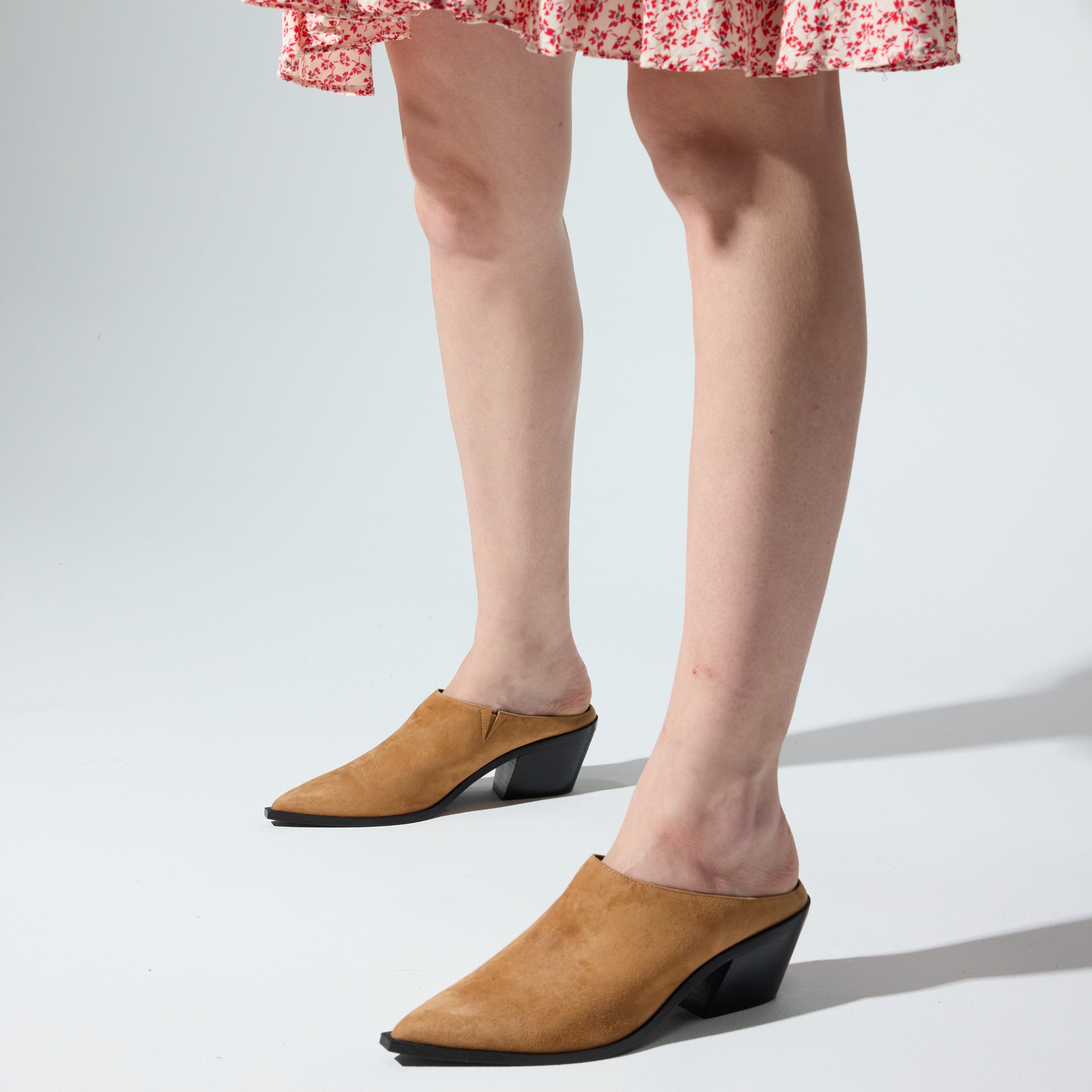 Savile Pointed Toe Mule in Whiskey Suede