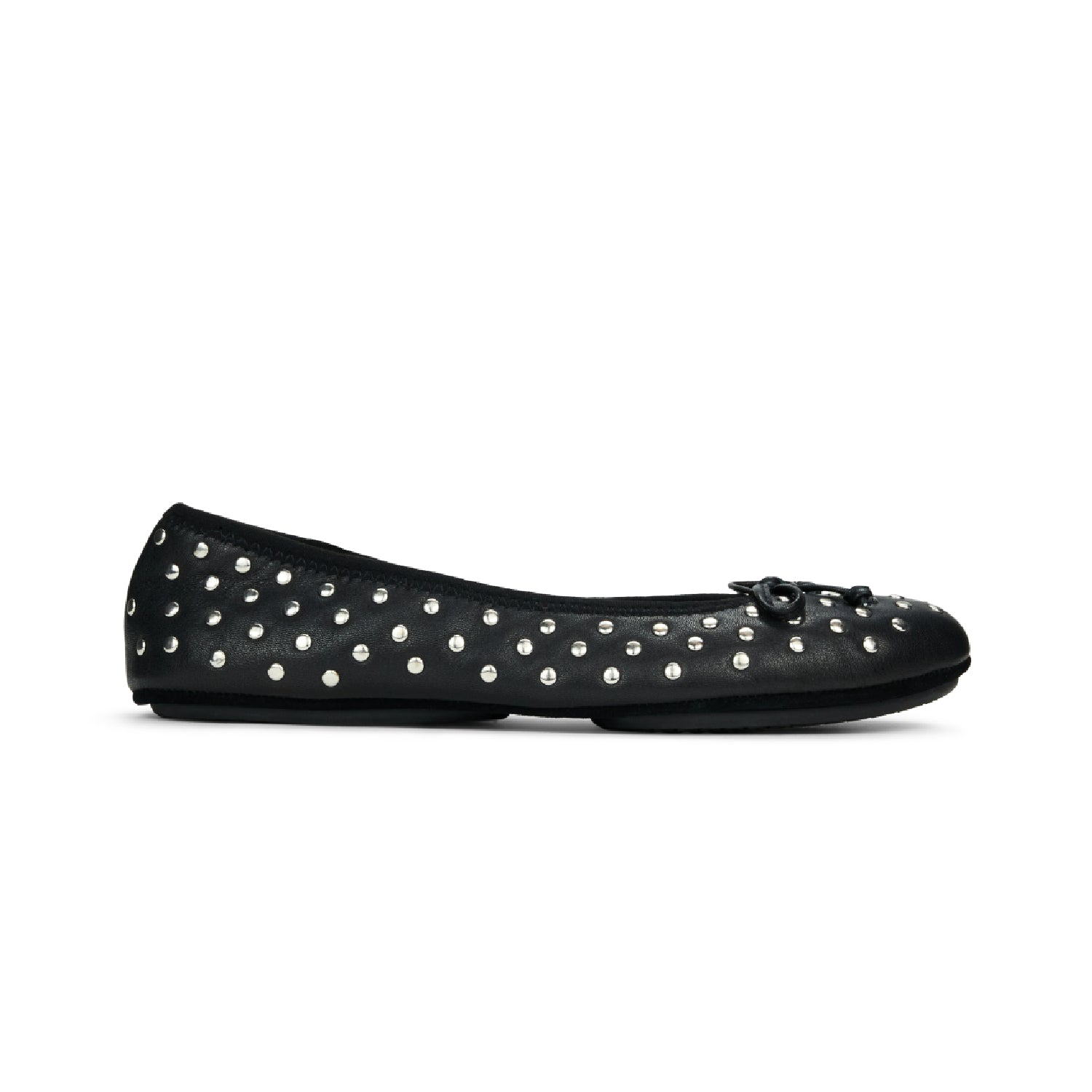 Stella Studs Foldable Flat in Black Leather