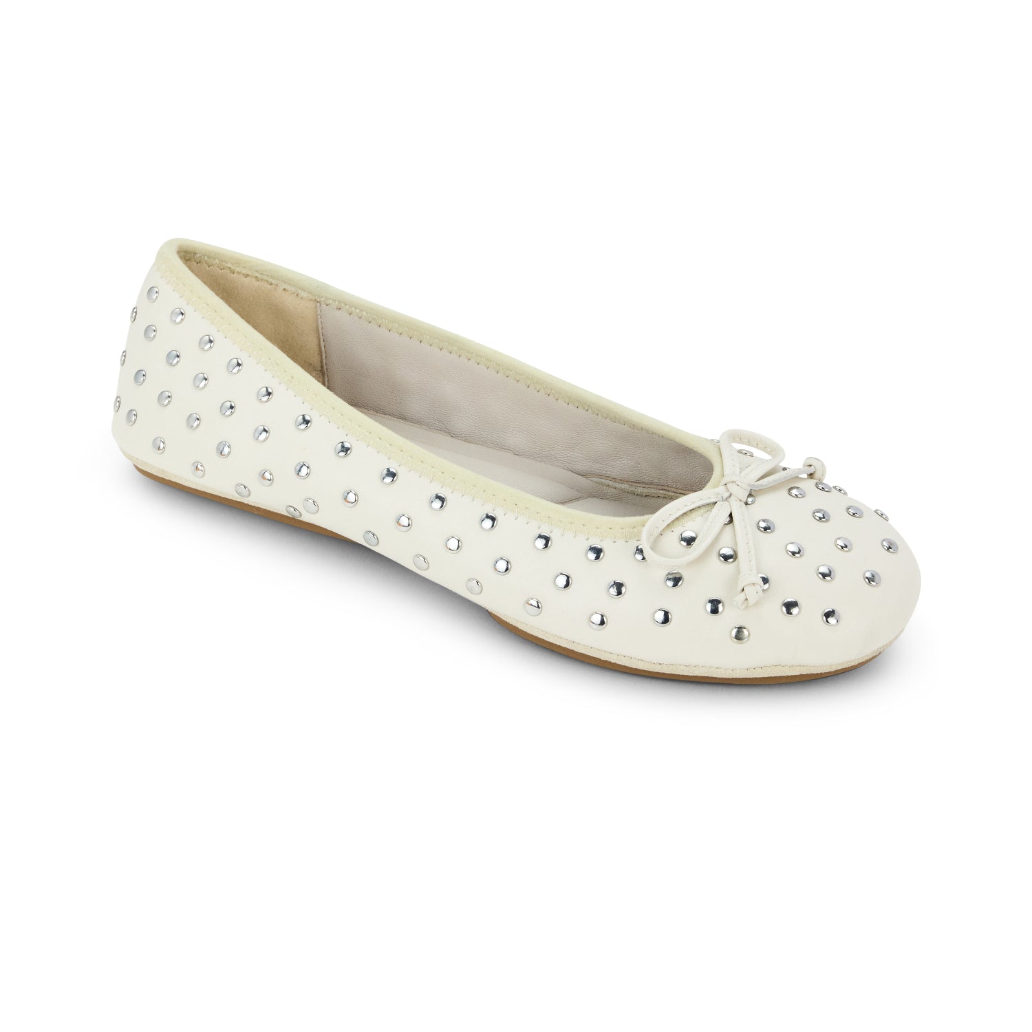 Stella Studs Foldable Flat in Bone Leather