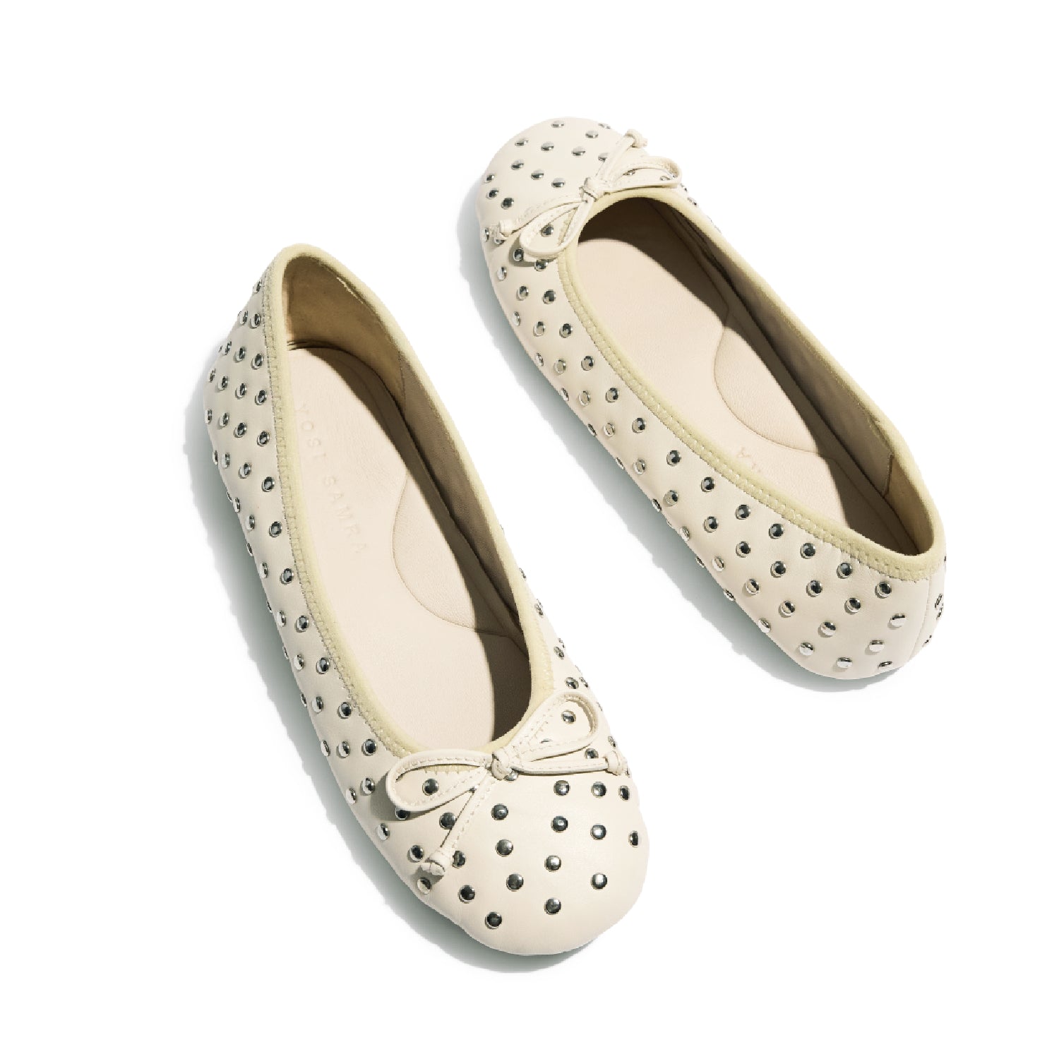 Stella Studs Foldable Flat in Bone Leather
