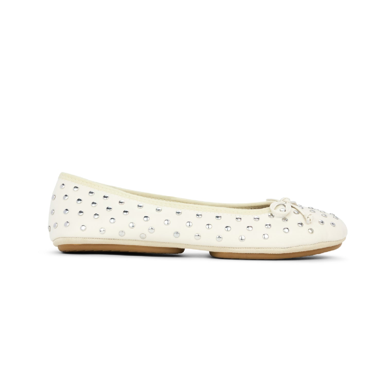 Stella Studs Foldable Flat in Bone Leather