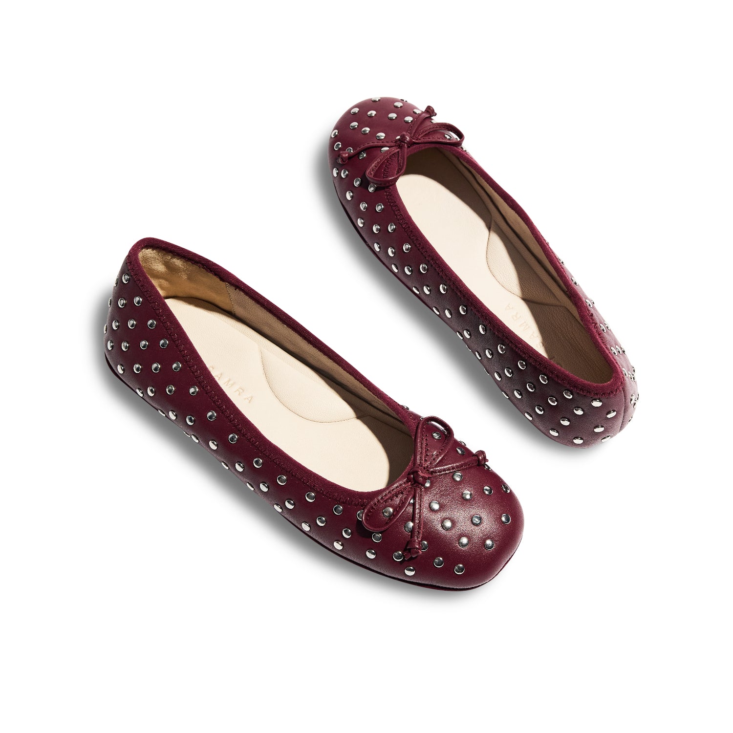 Stella Studs Foldable Flat in Burgundy Leather