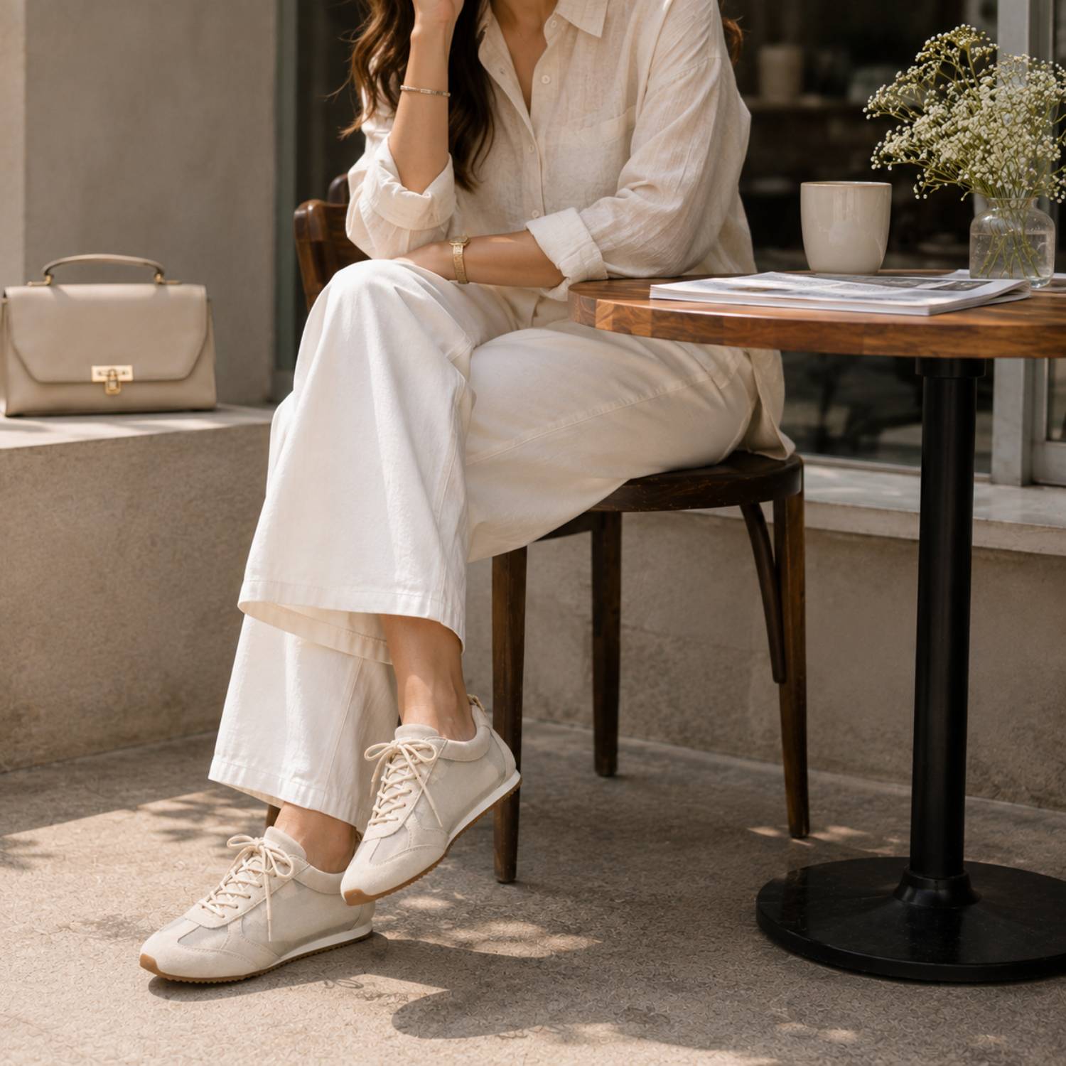 Terminal Sneaker in Cream Mesh/Suede