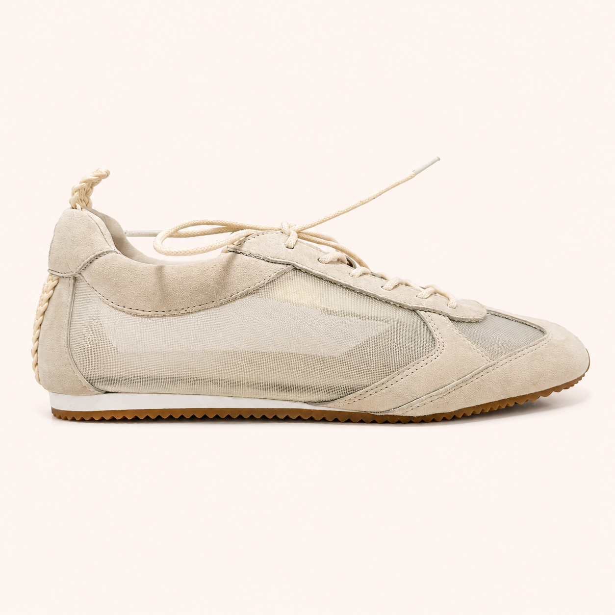 TERMINAL SNEAKER IN CREAM MESH/SUEDE