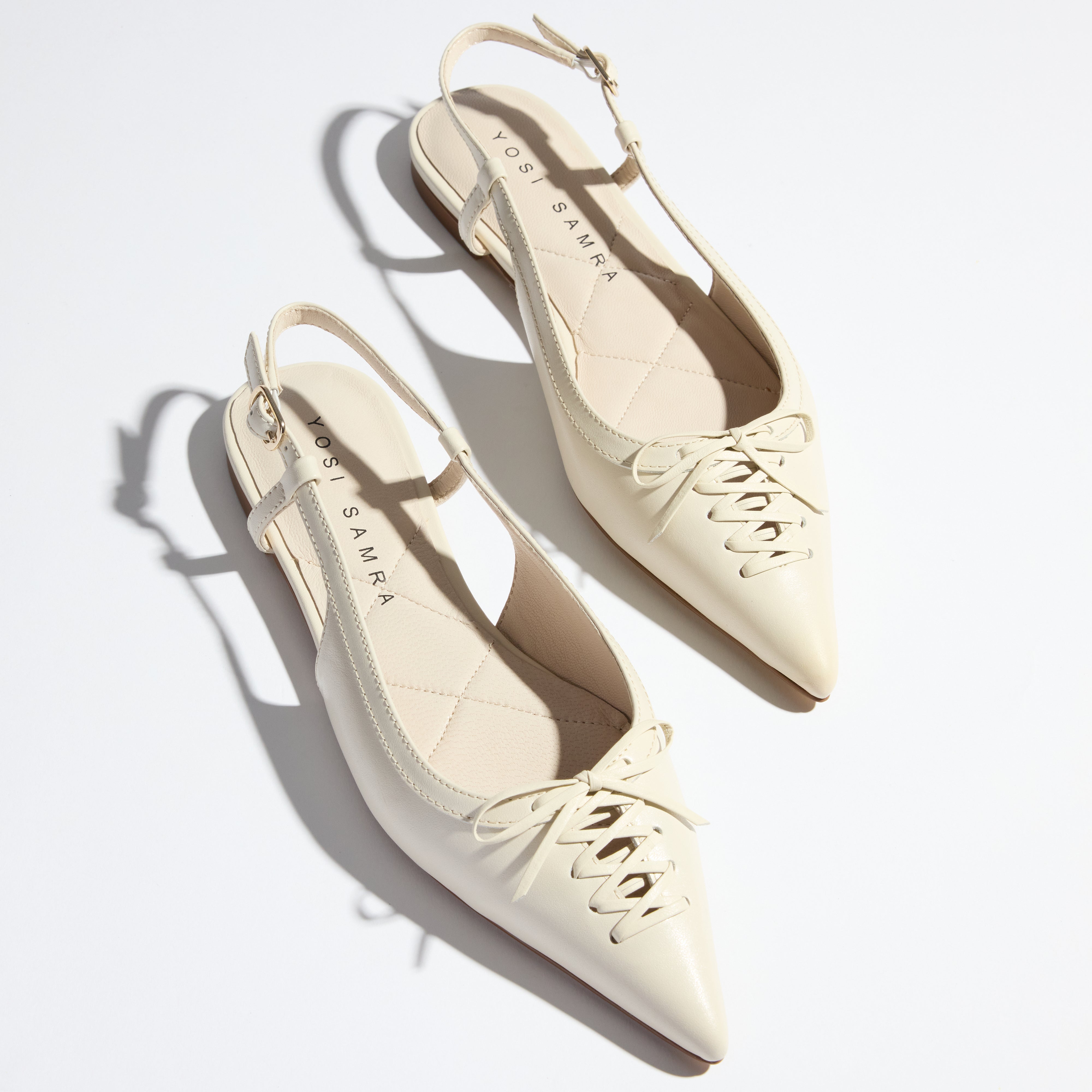 Vanessa Slingback Flat in Bone Leather