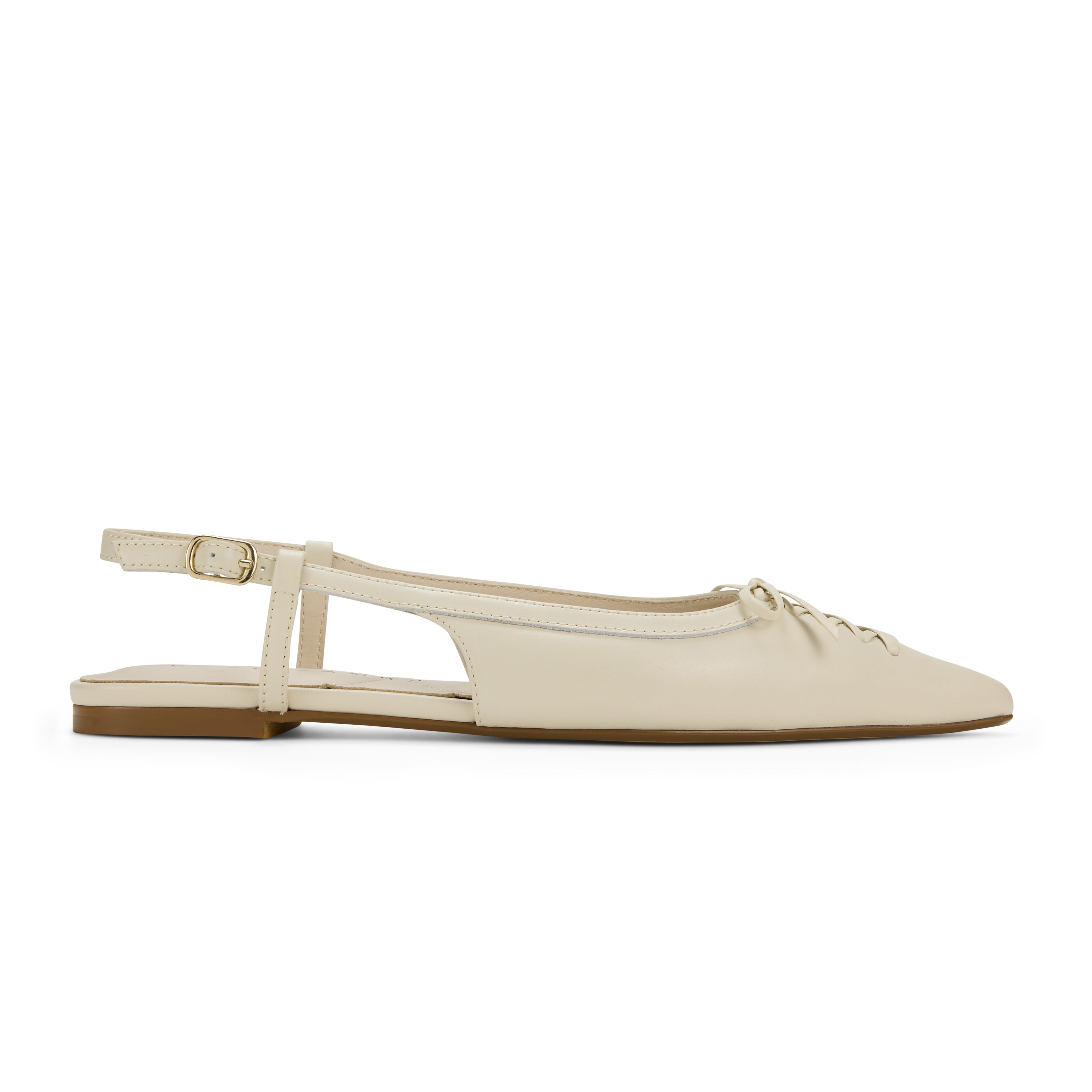 Vanessa Slingback Flat in Bone Leather