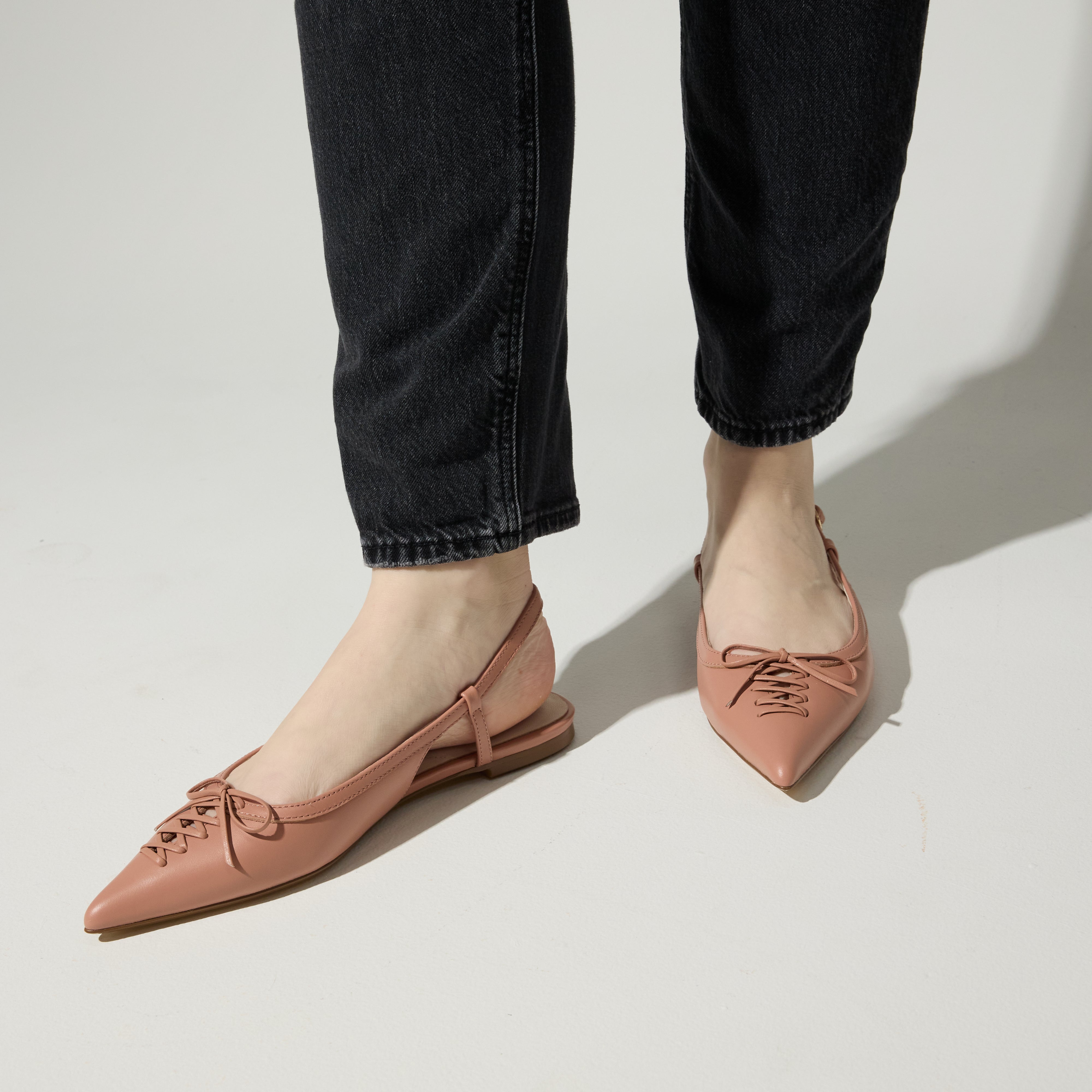 Vanessa Slingback Flat in Dusty Rose Leather
