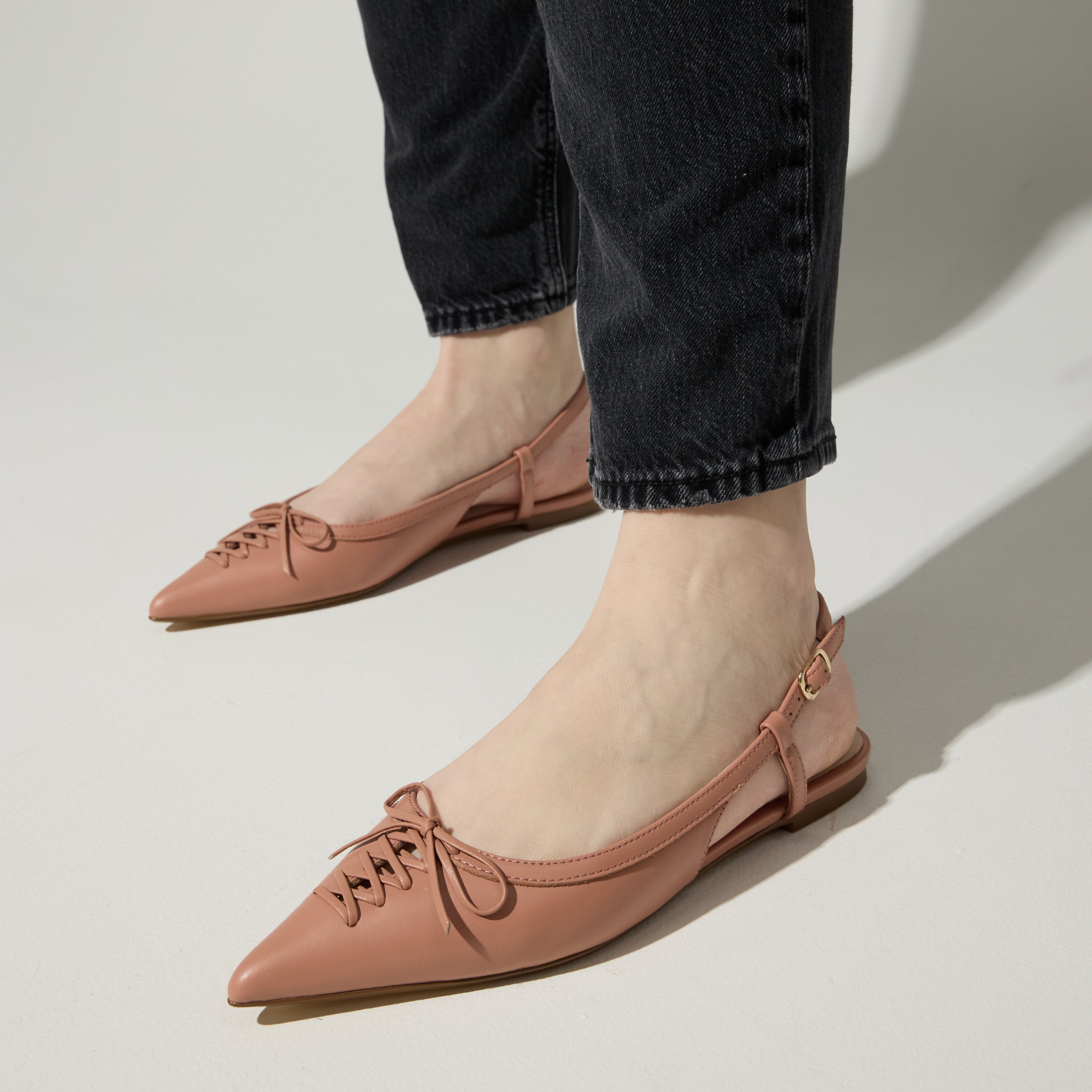 Vanessa Slingback Flat in Dusty Rose Leather