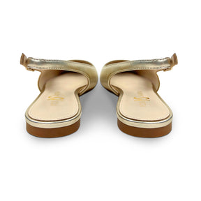 Vera Slingback Flat in Gold Leather