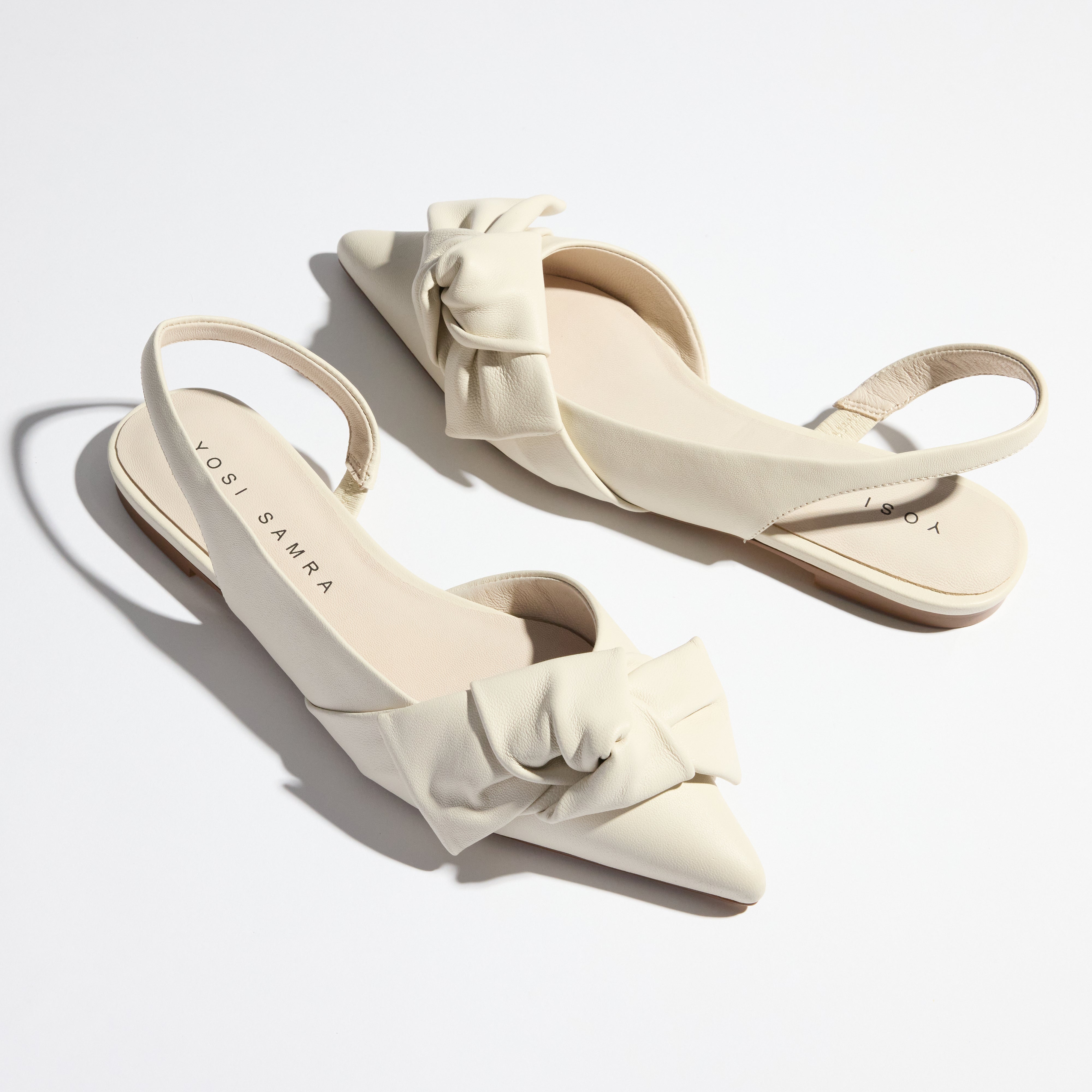 Yosi Samra Violet Slingback Flat in Bone Leather Women's Shoe