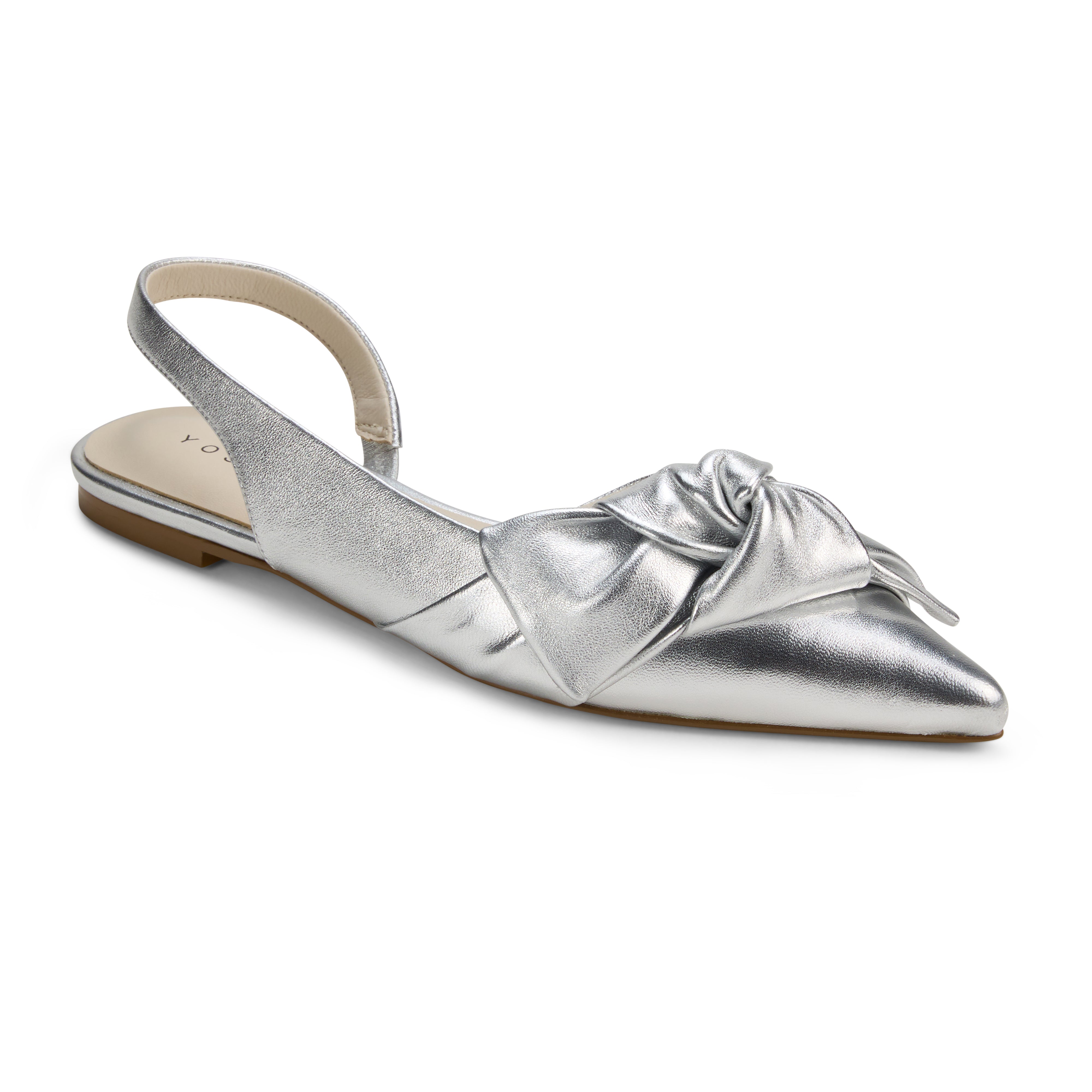 Yosi Samra Violet Slingback Flat in Silver Leather Women's Shoe
