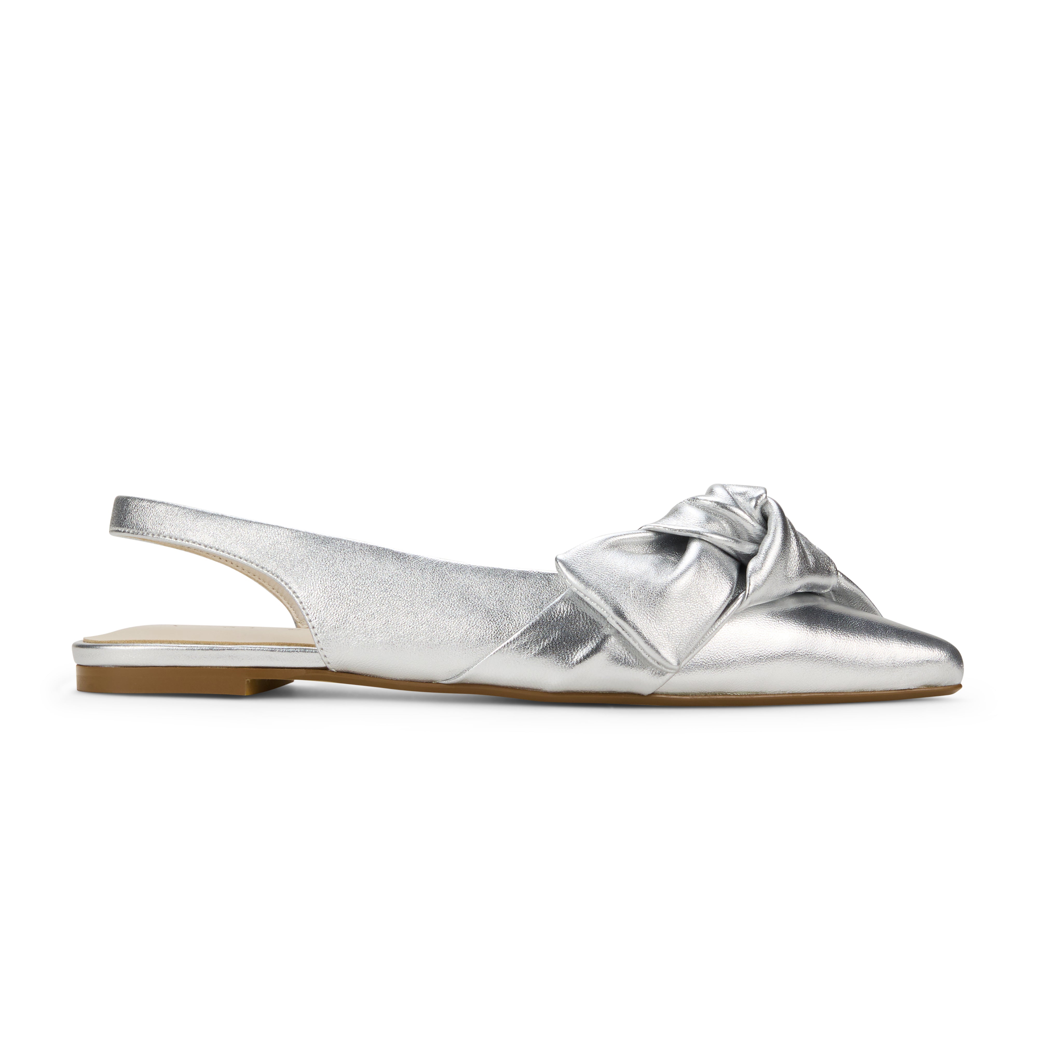 Yosi Samra Violet Slingback Flat in Silver Leather Women's Shoe
