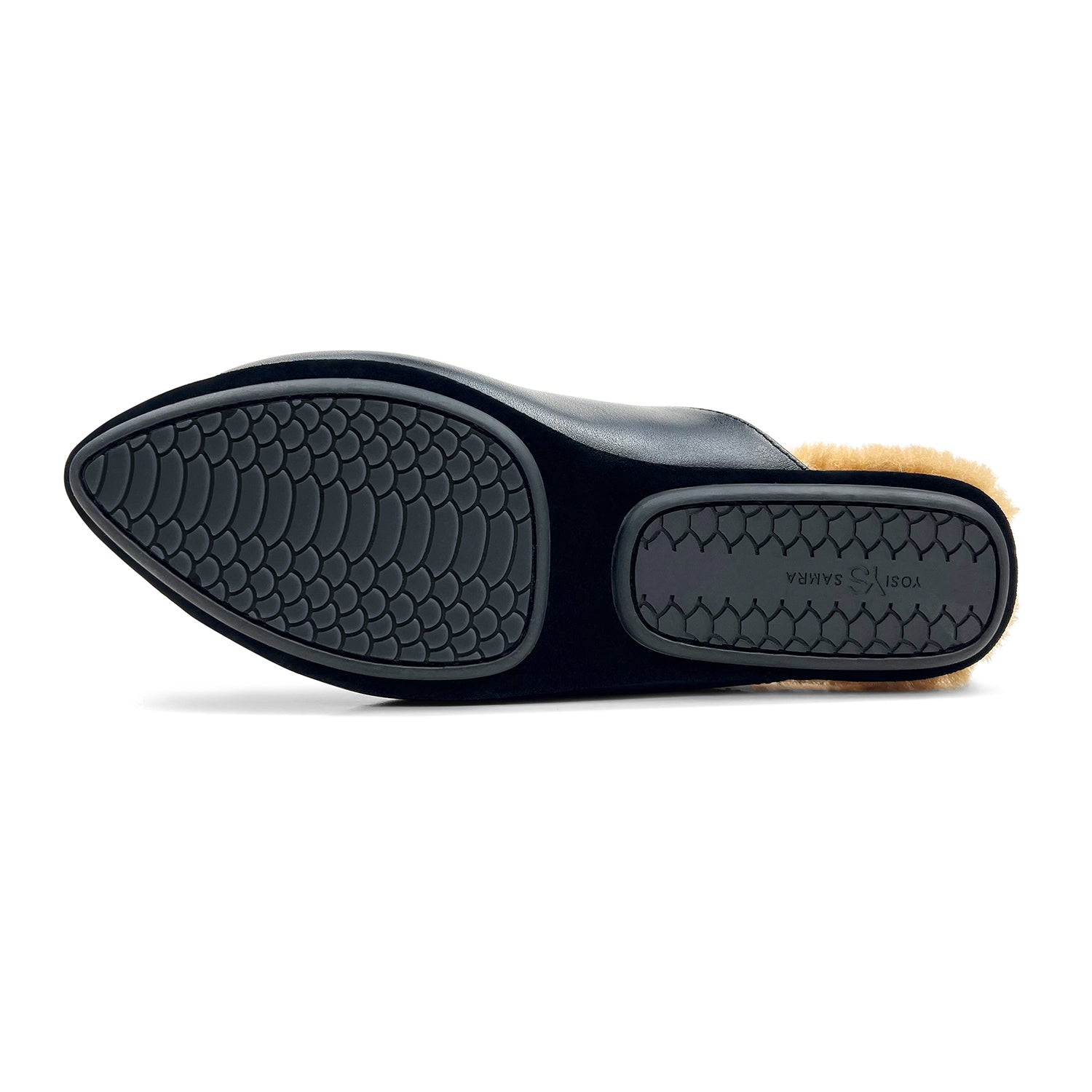 Valentina Slipper Mule in Black Leather - Yosi Samra - Women's Flats