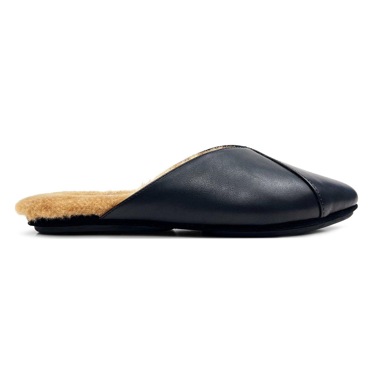 Valentina Slipper Mule in Black Leather - Yosi Samra - Women's Flats