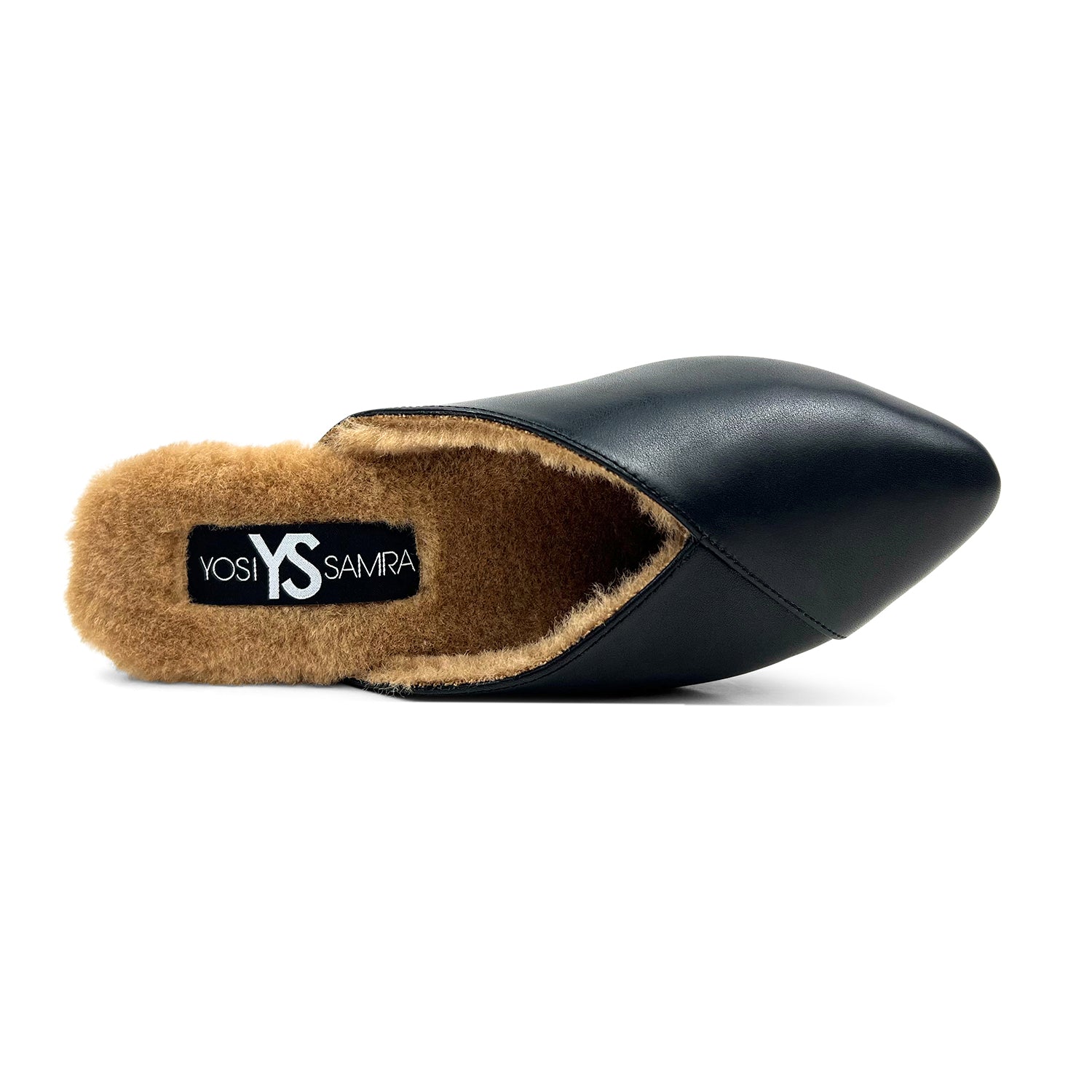 Valentina Slipper Mule in Black Leather - Yosi Samra - Women's Flats