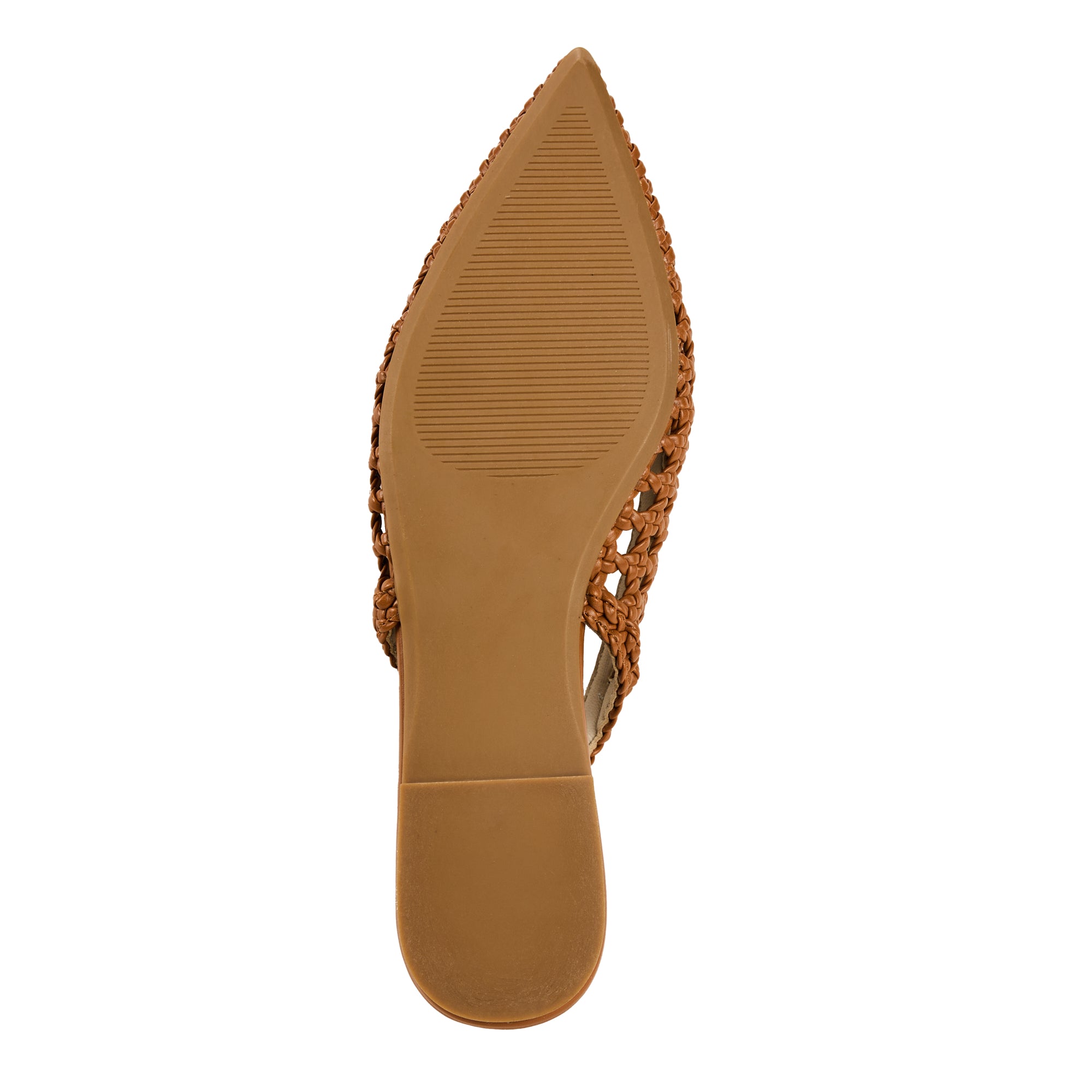Yosi Samra Vera Flat in Whiskey Hand Woven Women's Shoe Bottom/Sole