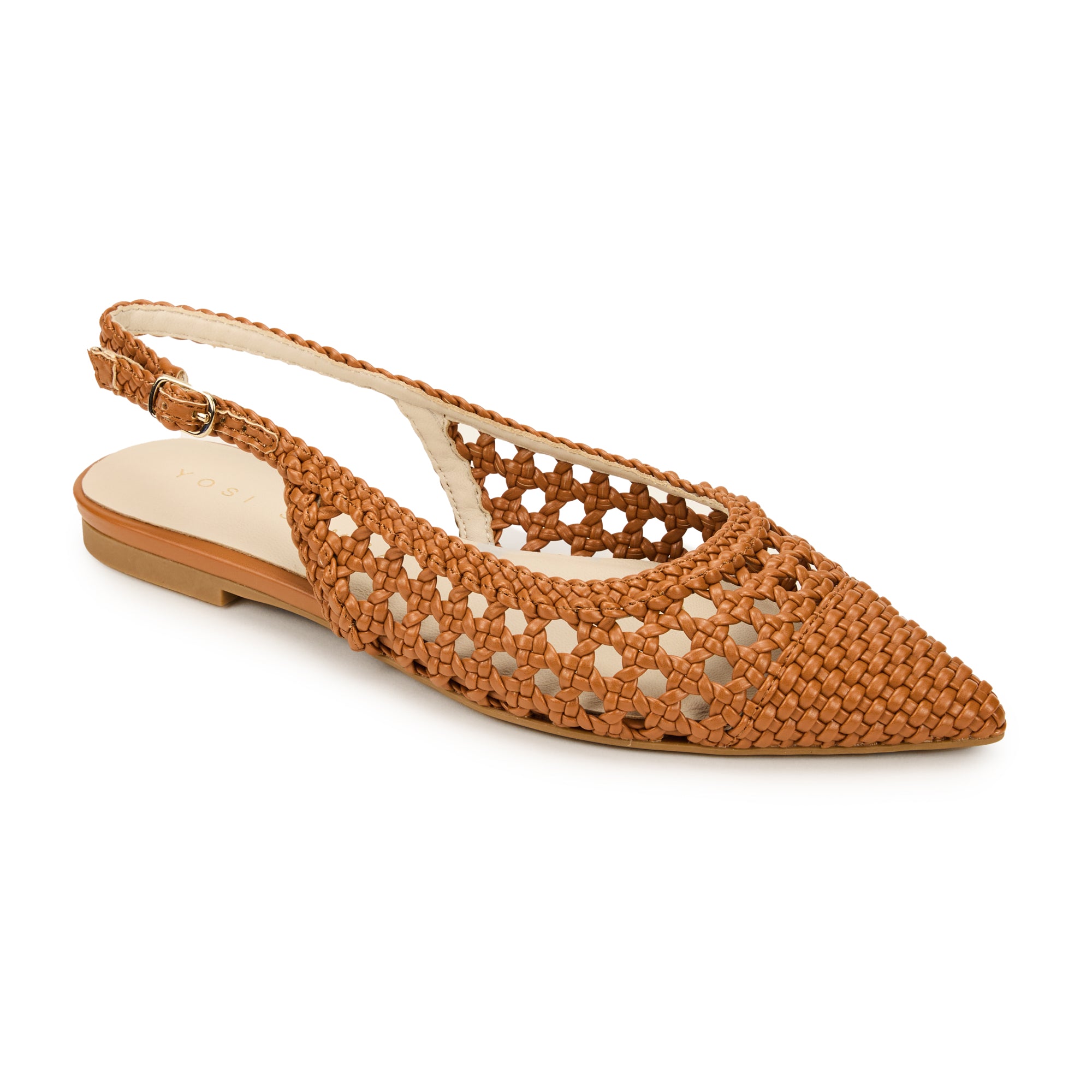 Yosi Samra Vera Flat in Whiskey Hand Woven Women's Shoe