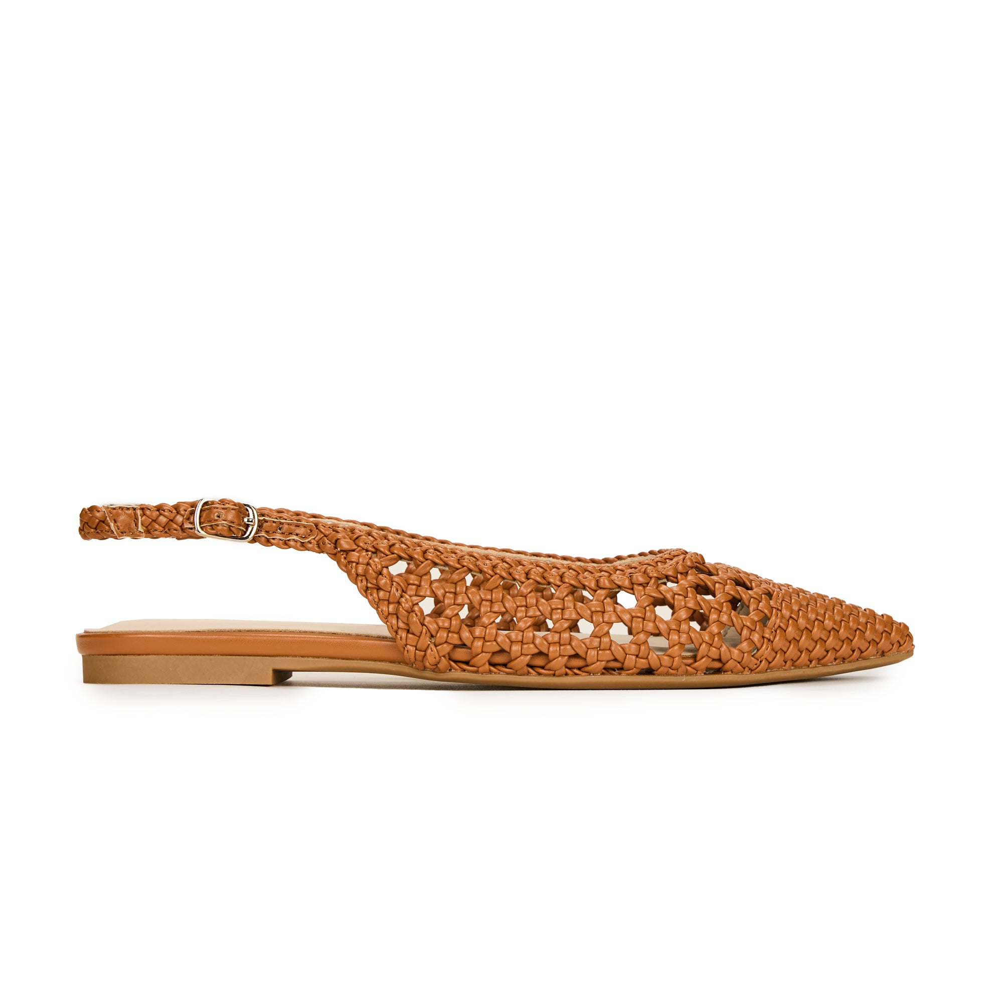 Yosi Samra Vera Flat in Whiskey Hand Woven Women's Shoe