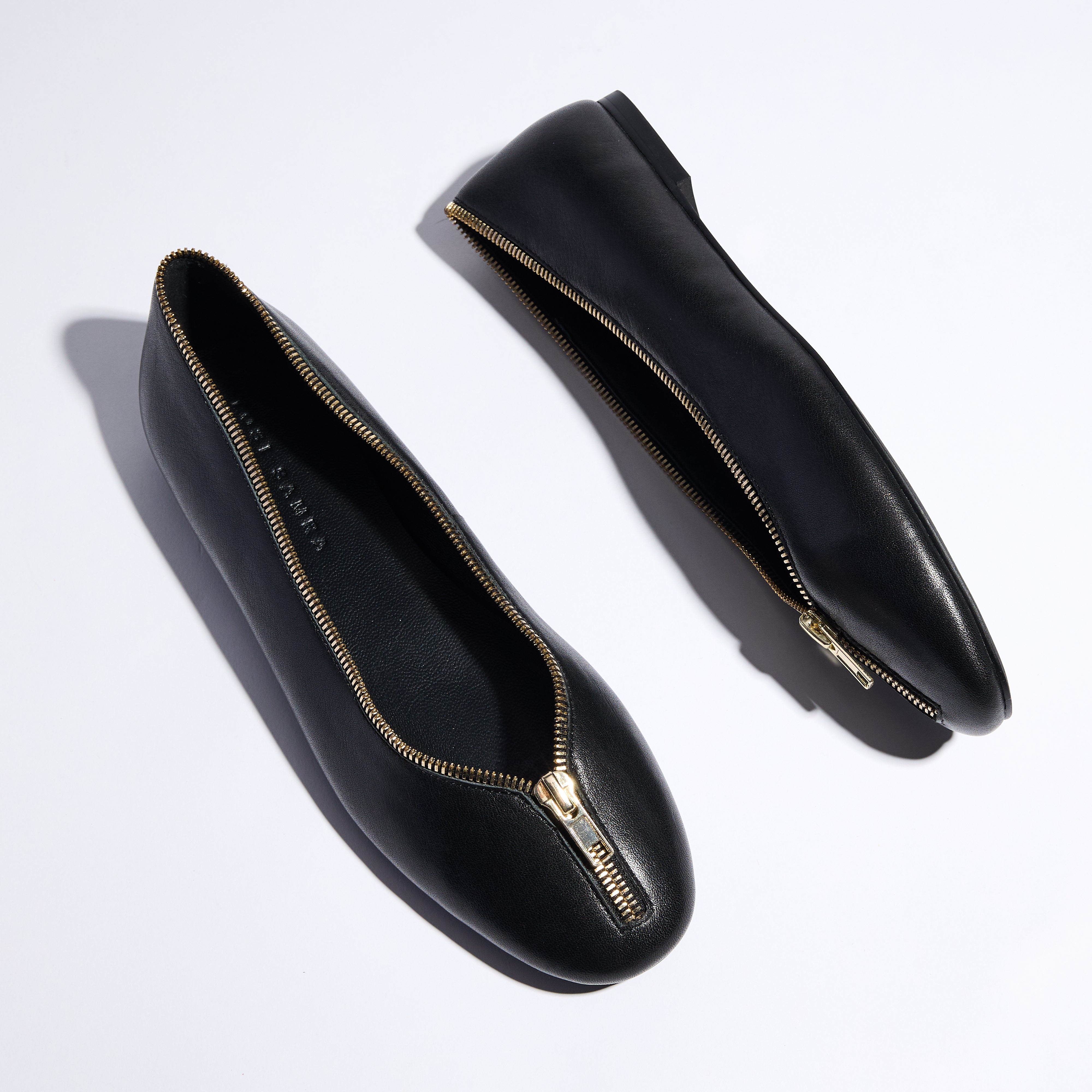 Ziva Flat in Black Leather
