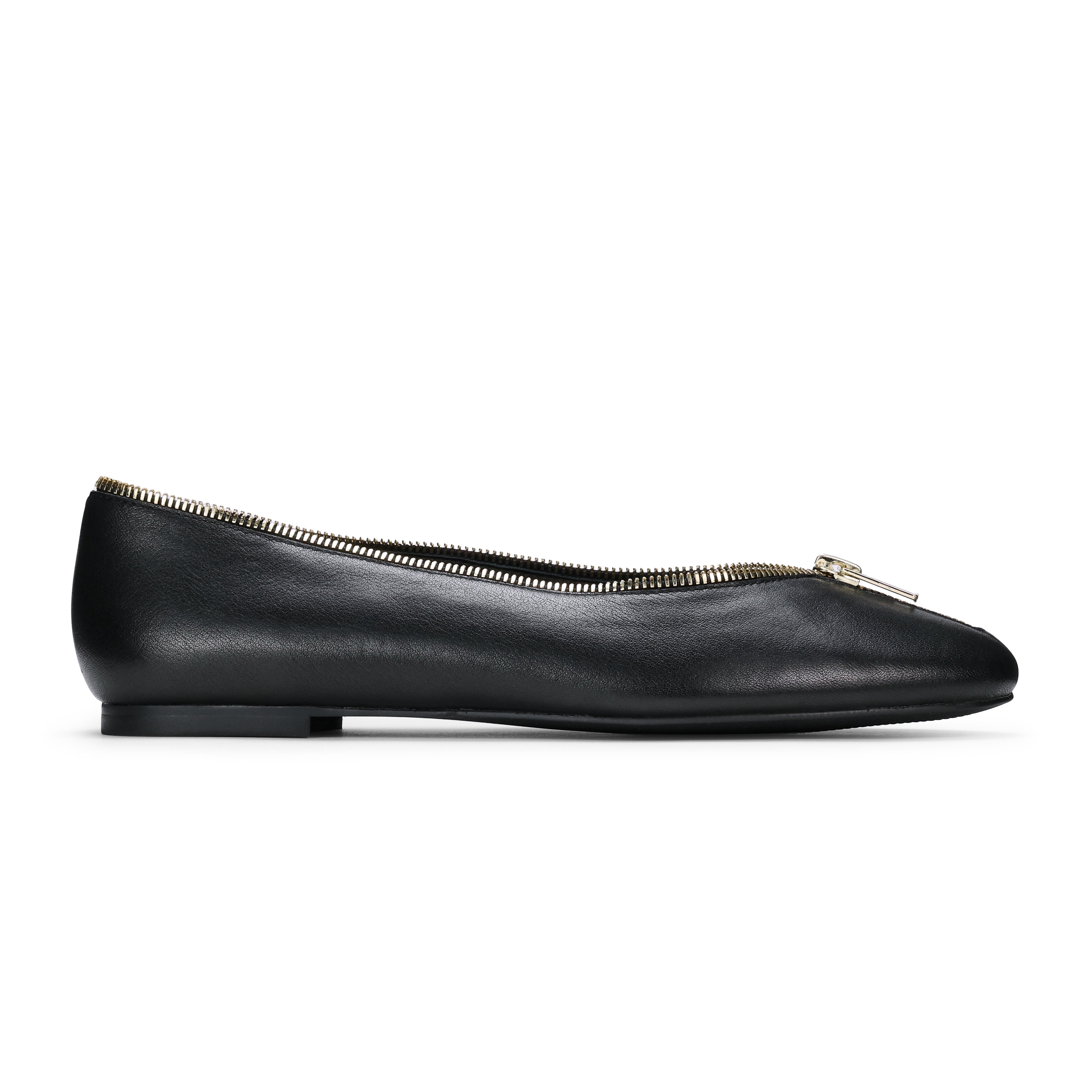 Ziva Flat in Black Leather