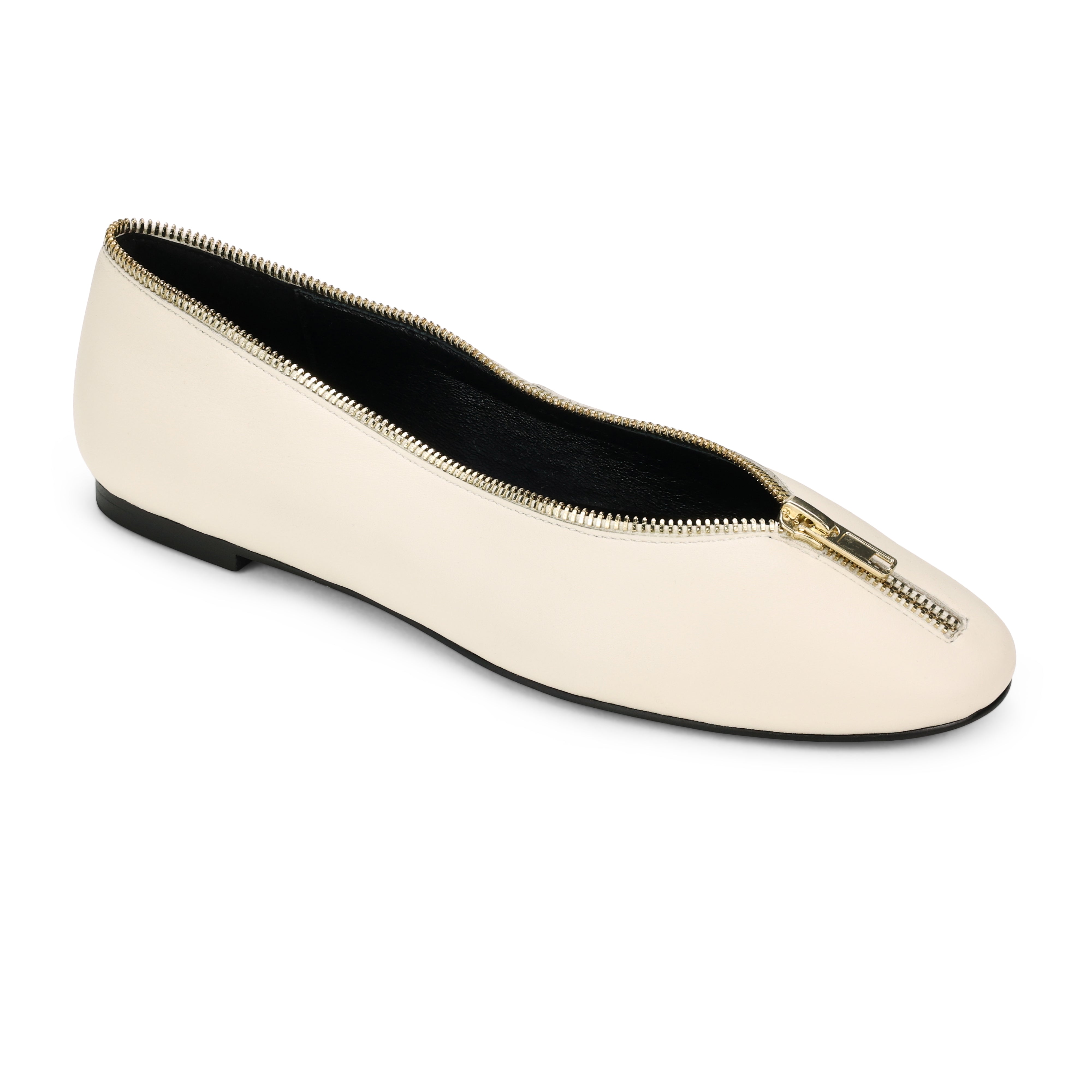 Ziva Flat in Bone Leather