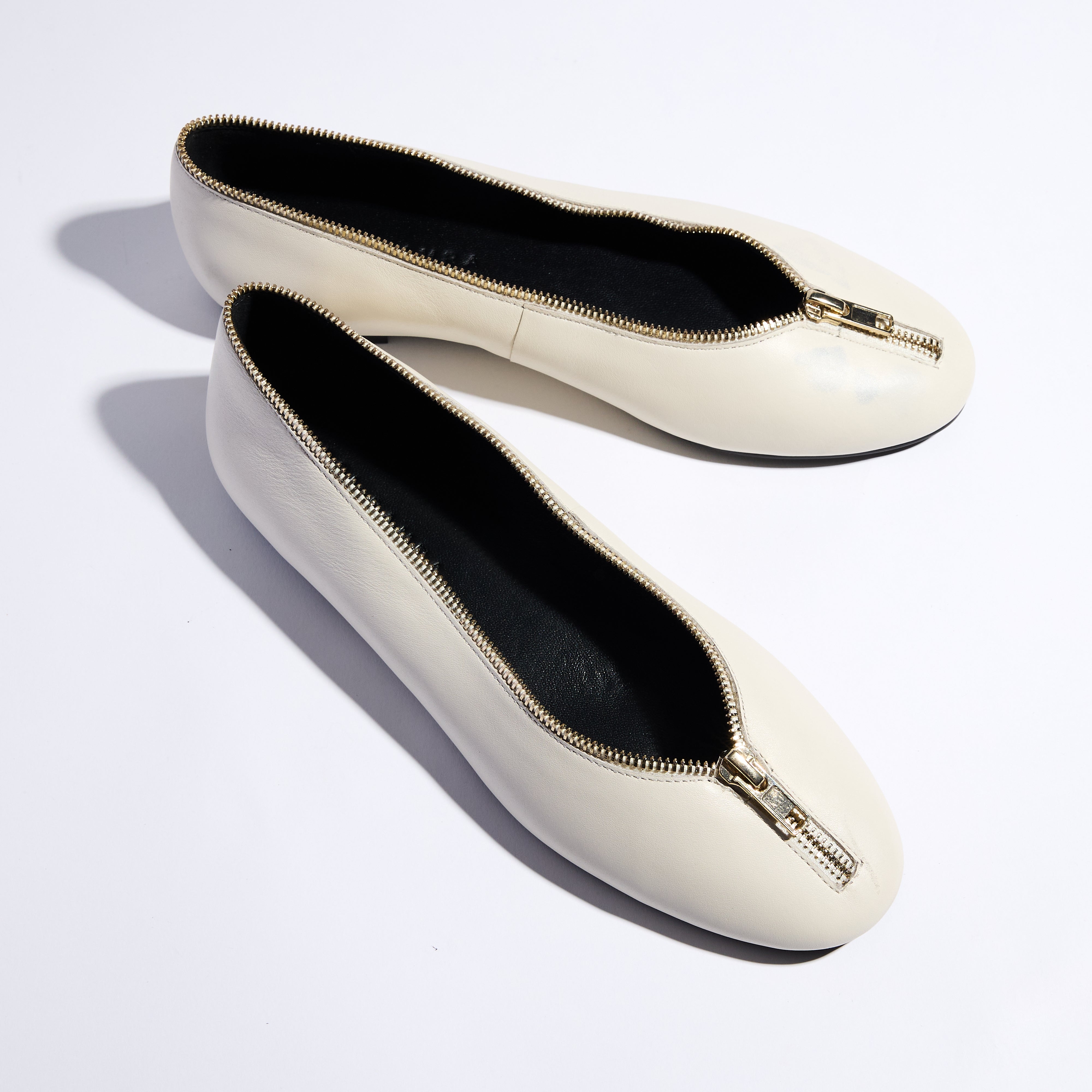 Ziva Flat in Bone Leather