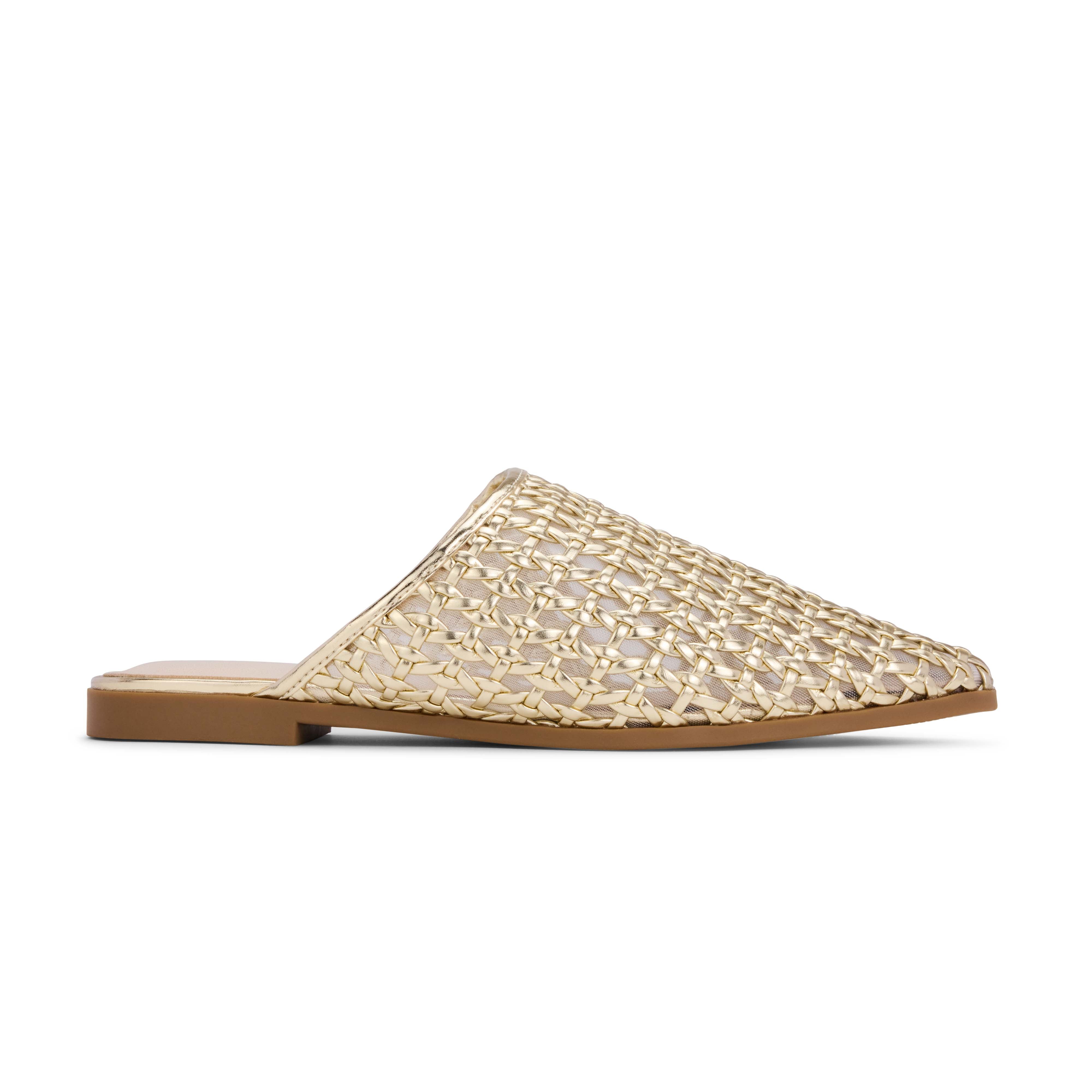 Zoe Woven Mule in Gold Leather