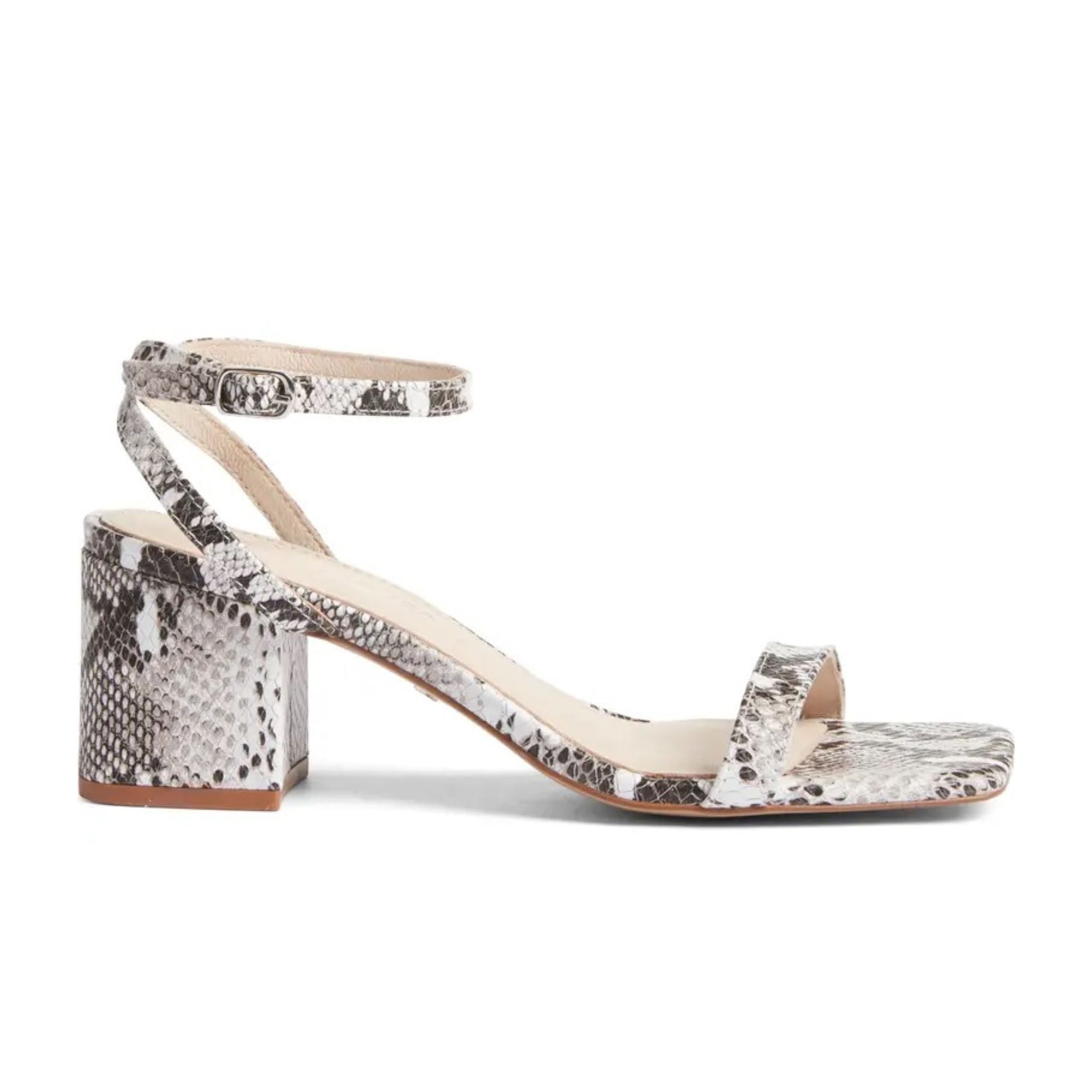 Diana Block Sandal in Natural Snake Leather - Yosi Samra - Women's Heels