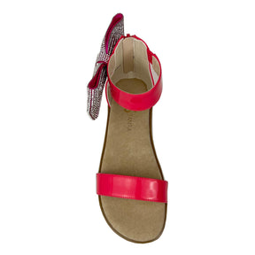 Miss Cambelle Crystal Bow Sandal in Hot Pink Patent - Kids