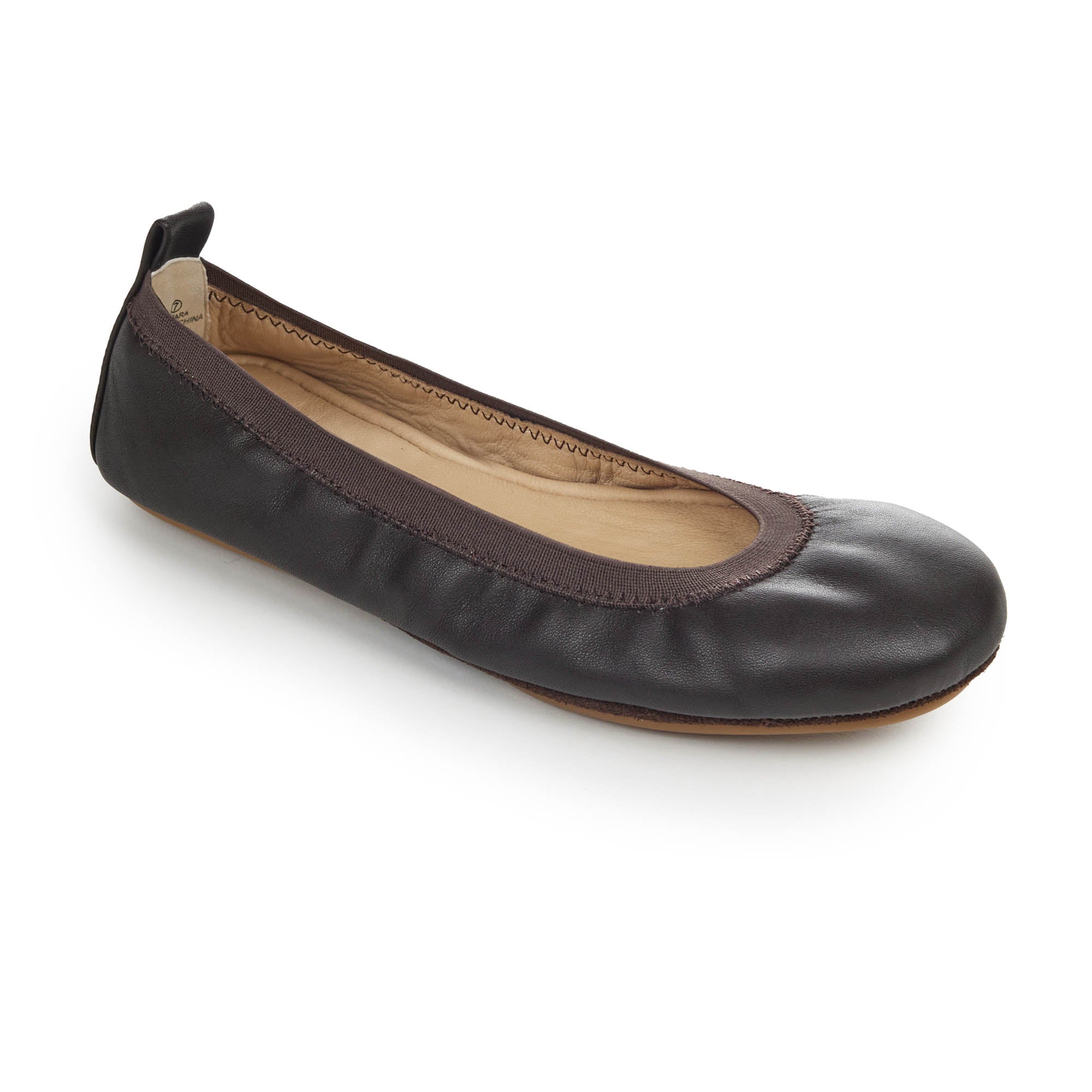 Samara Foldable Ballet Flat in Coffee Leather - Yosi Samra - Women's Flats