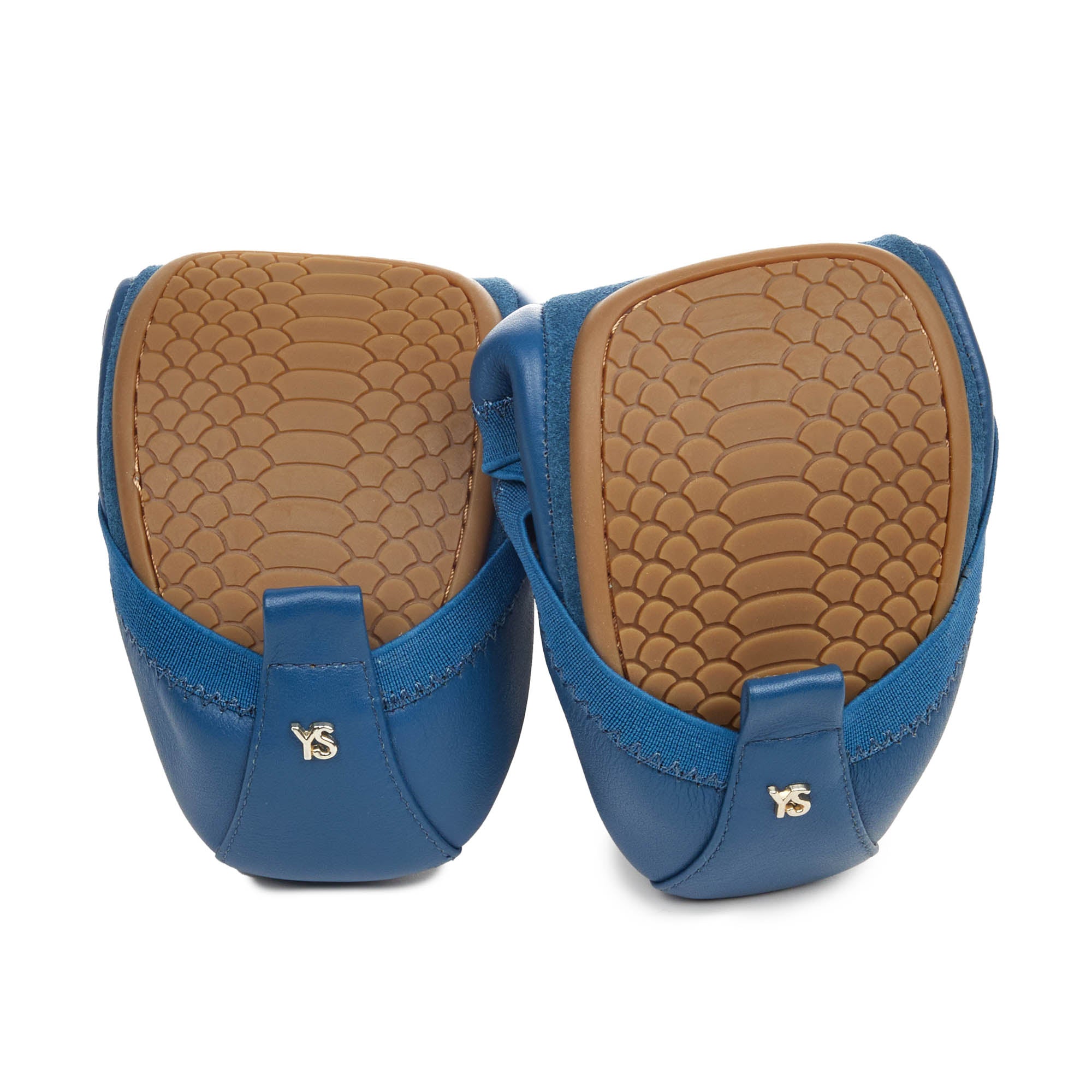 Samara Foldable Ballet Flat in Teal Leather - Yosi Samra - Women's Flats