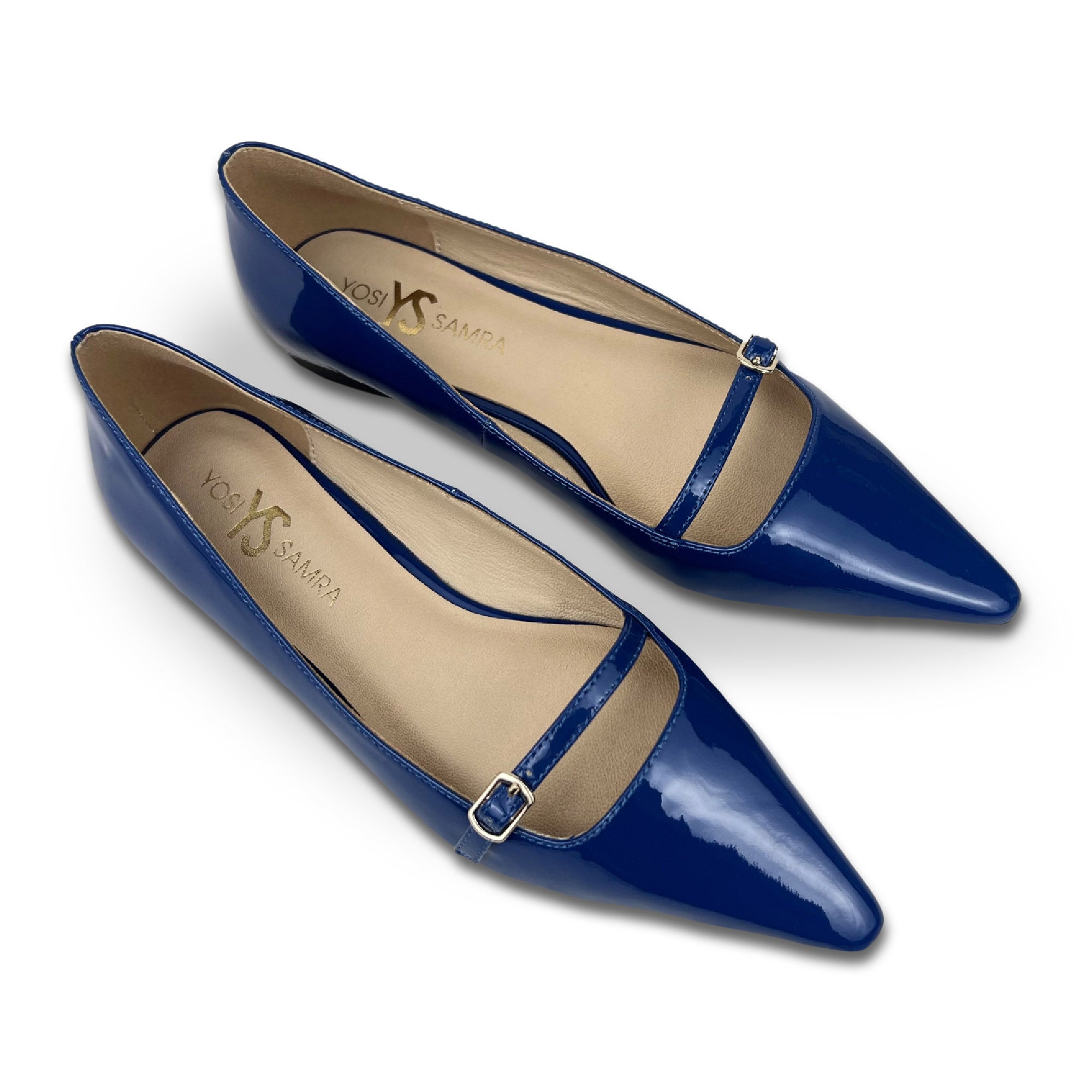 Victoria Flat in Blue Patent - Yosi Samra - Women's Flats