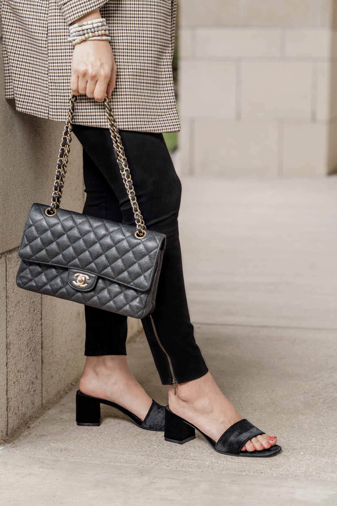 Danielle Heeled Slide in Black Velvet