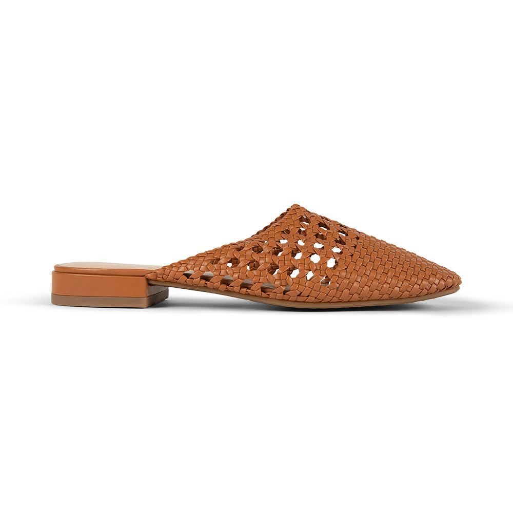 Jade Cognac Weave Mule