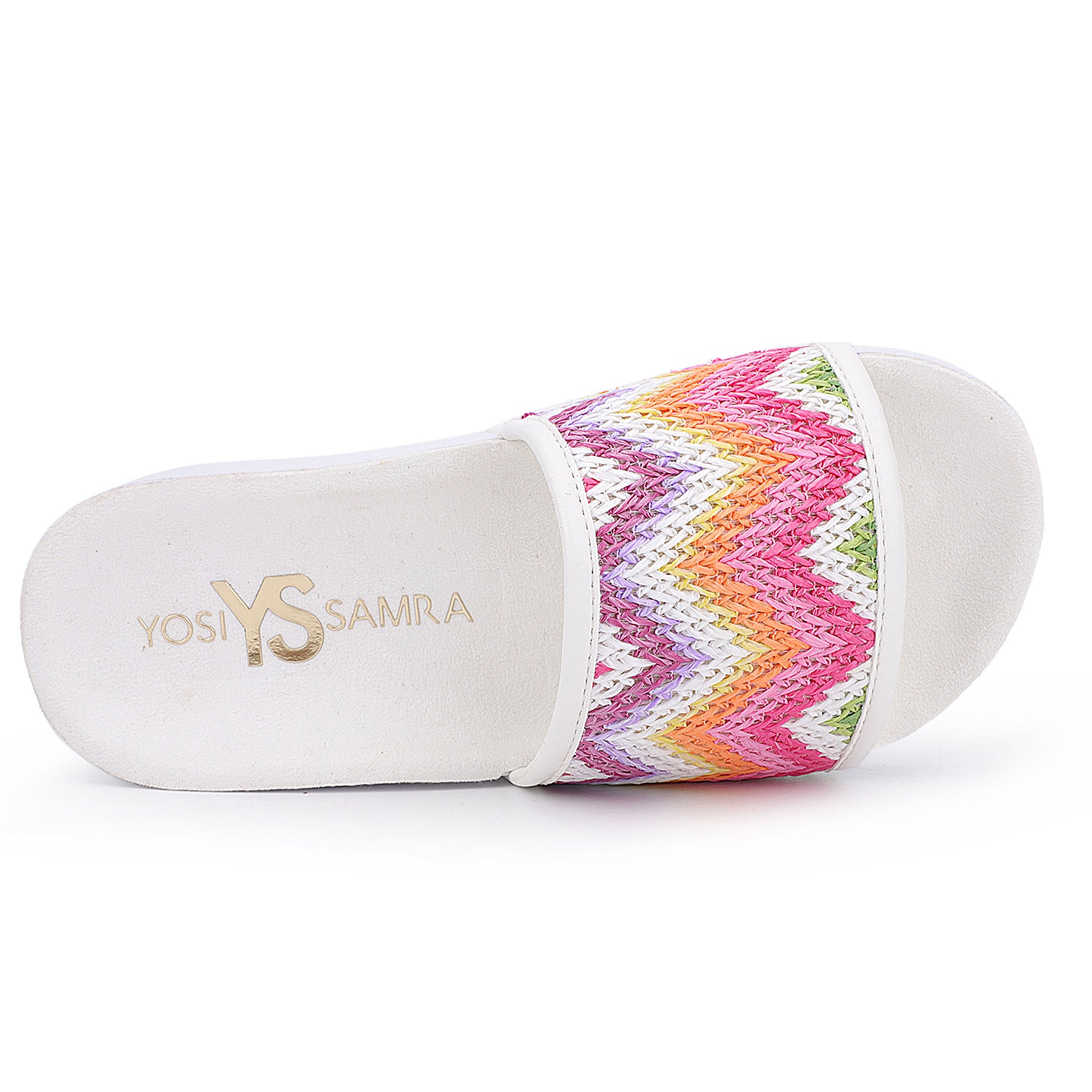 Miss Amber Slide in White Multi Zig Zag - Kids