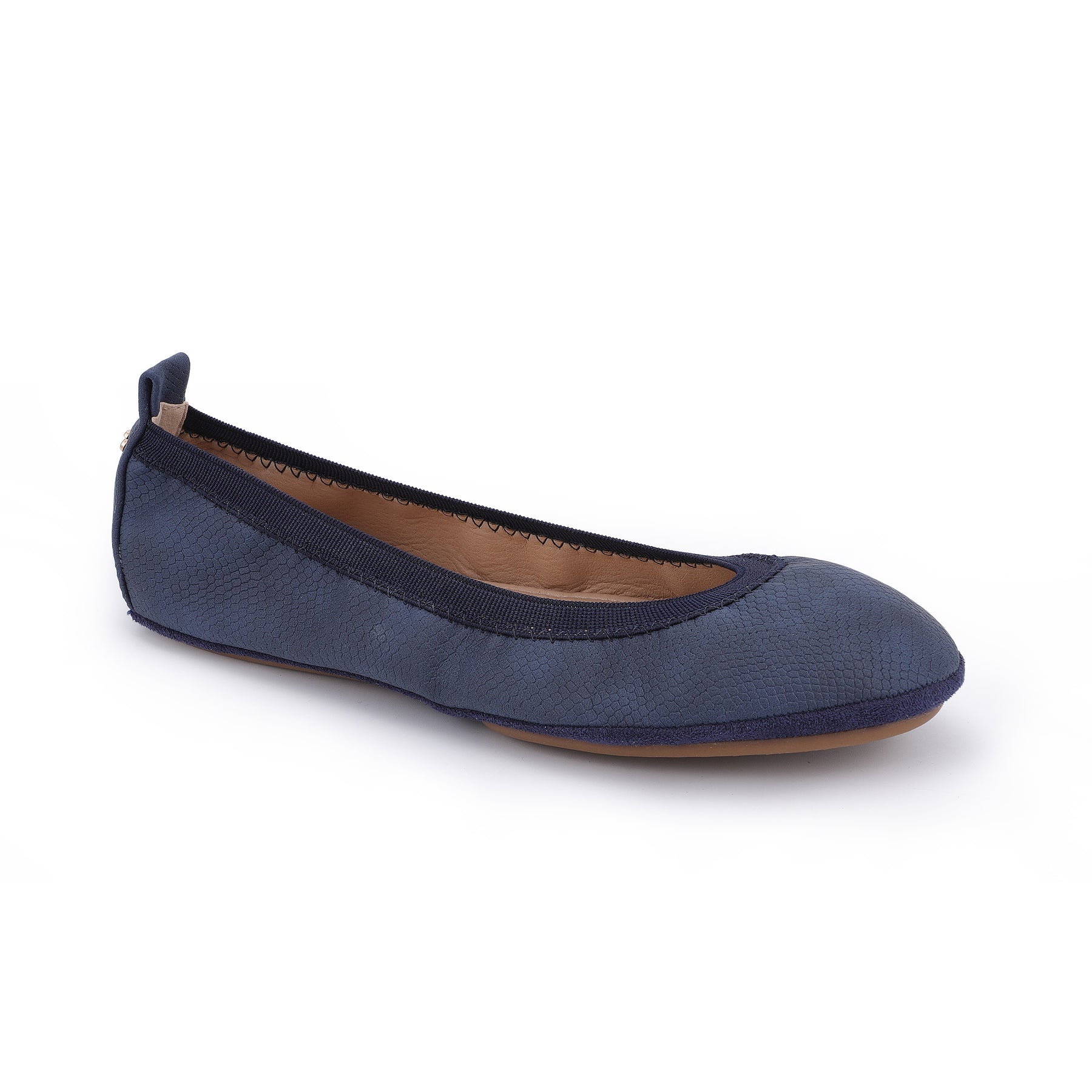 Samara Foldable Ballet Flat in Navy Lizard Print