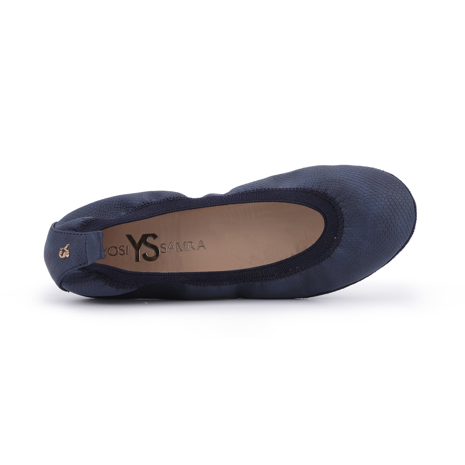 Samara Foldable Ballet Flat in Navy Lizard Print