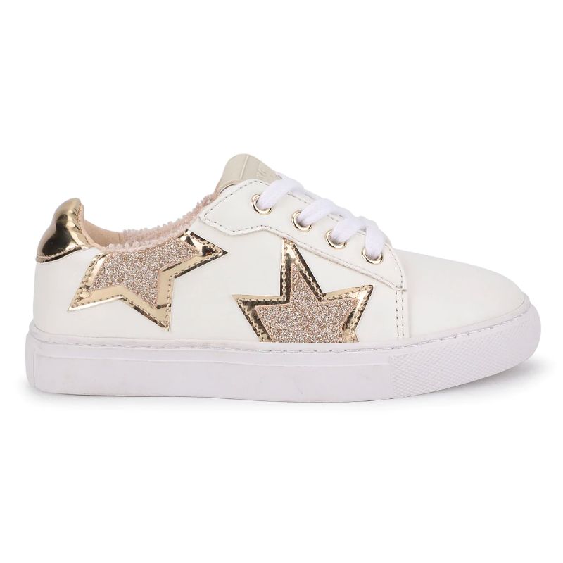 White Gold Star Shoes For Girl White Sports Shoes