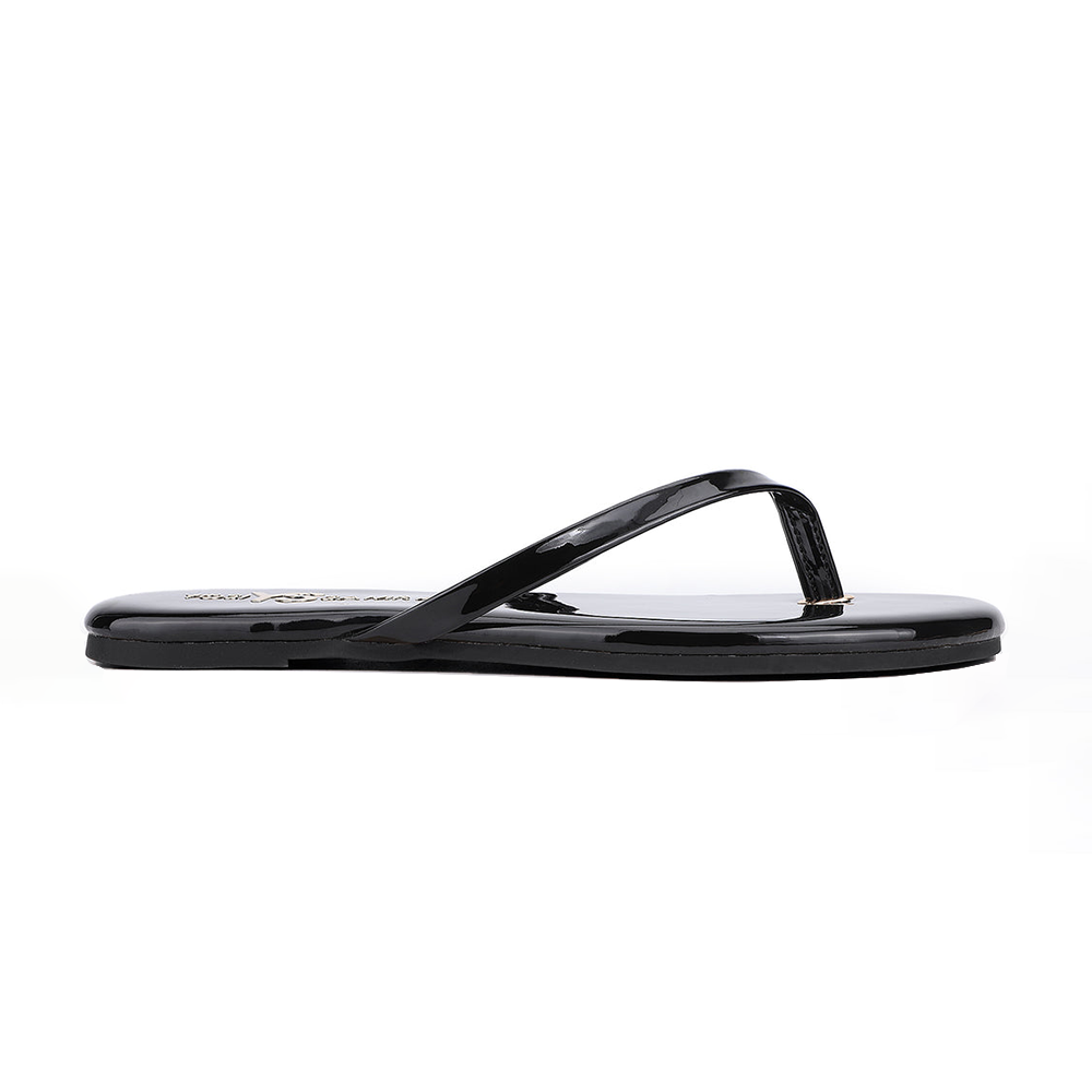 Black patent leather flip flops shop