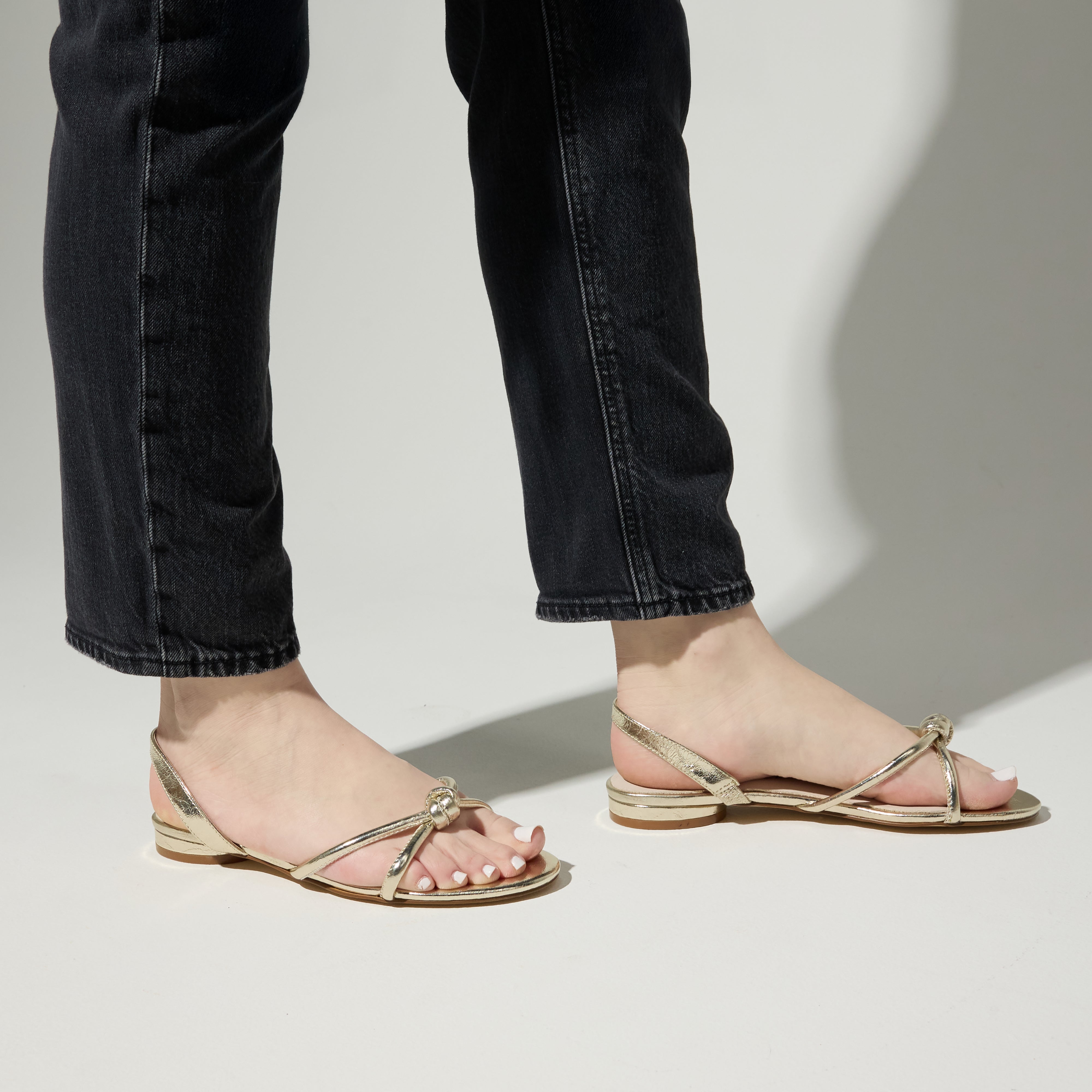 Alison Slingback Sandal in Gold Leather - Yosi Samra  - Women's Sandals