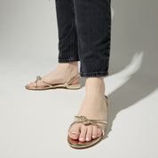 Alison Slingback Sandal in Gold Leather - Yosi Samra  - Women's Sandals