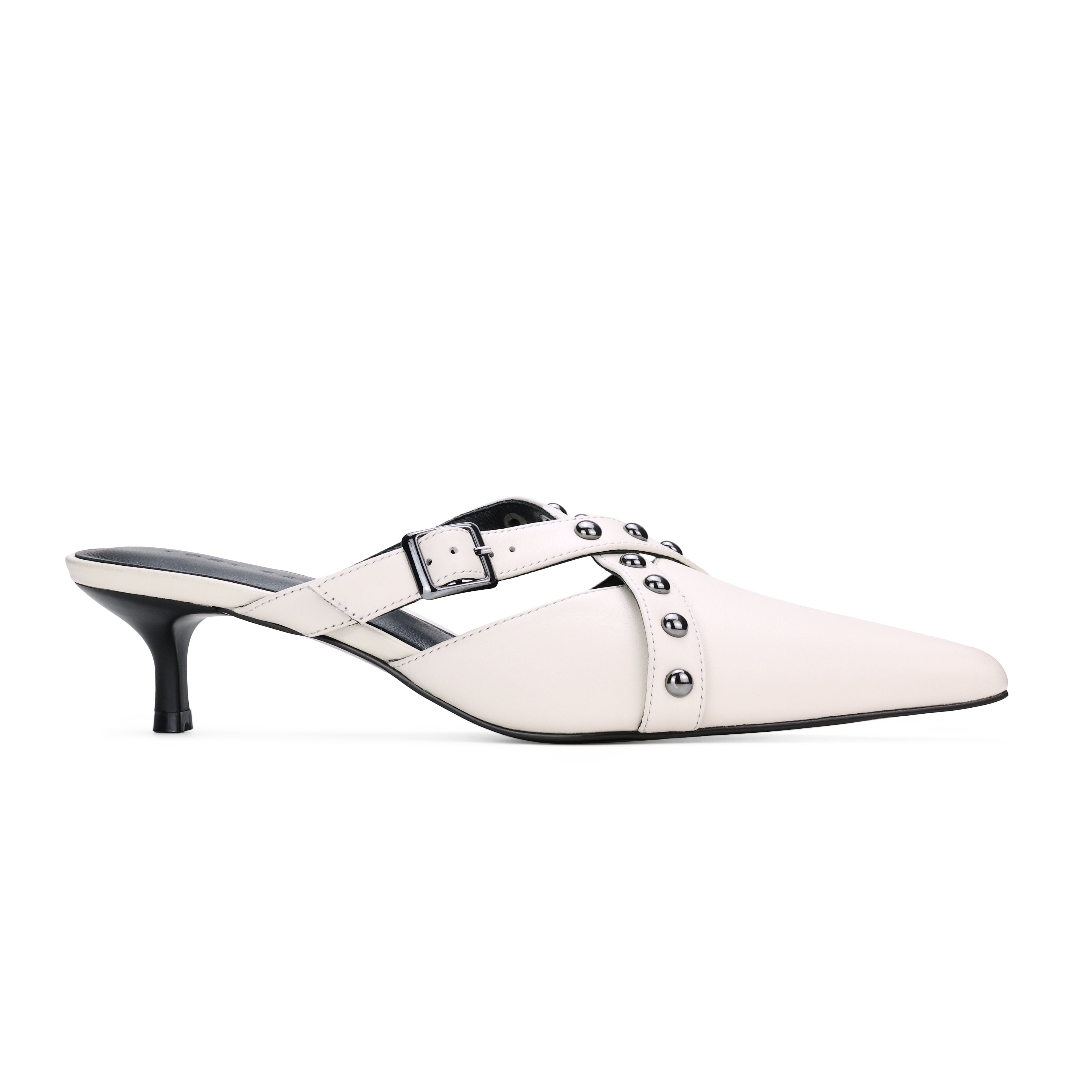 Alexis Kitten Heel in Bone Leather