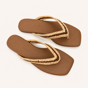 ANTIBES SANDAL IN WHISKEY RAFFIA