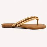 ANTIBES SANDAL IN WHISKEY RAFFIA