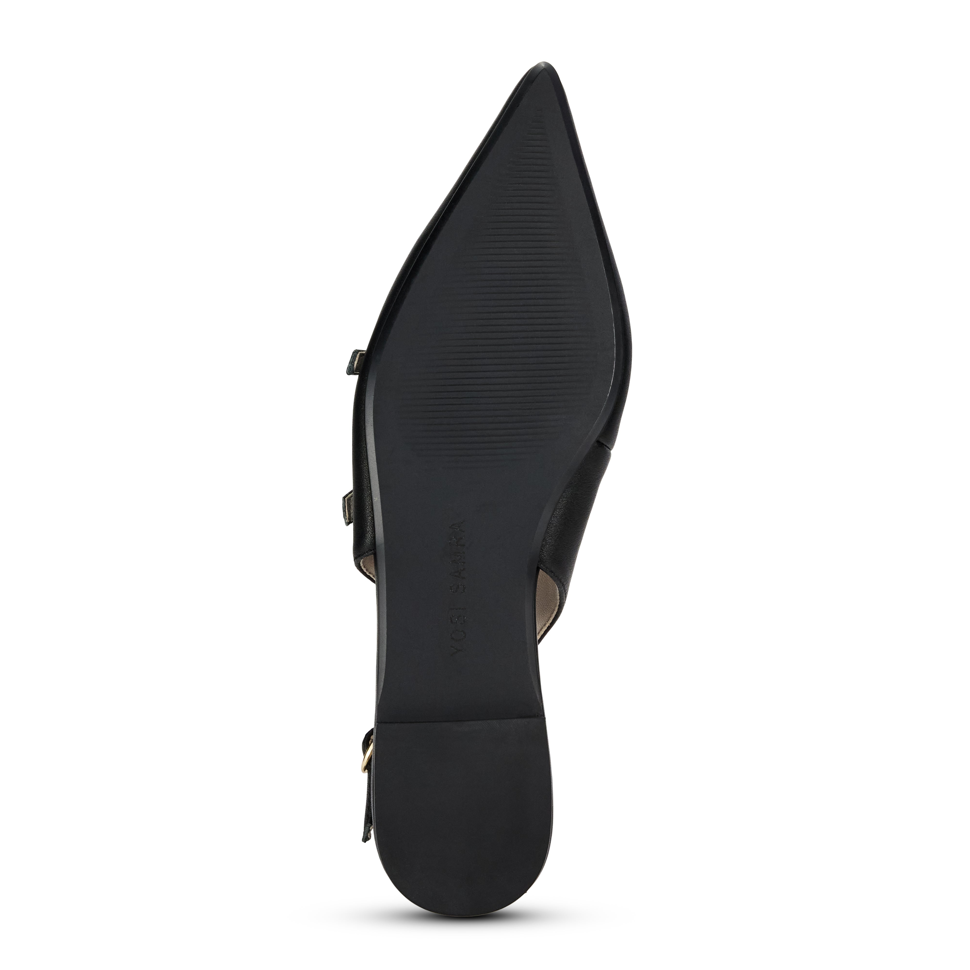 Ava Slingback Flat in Black Leather