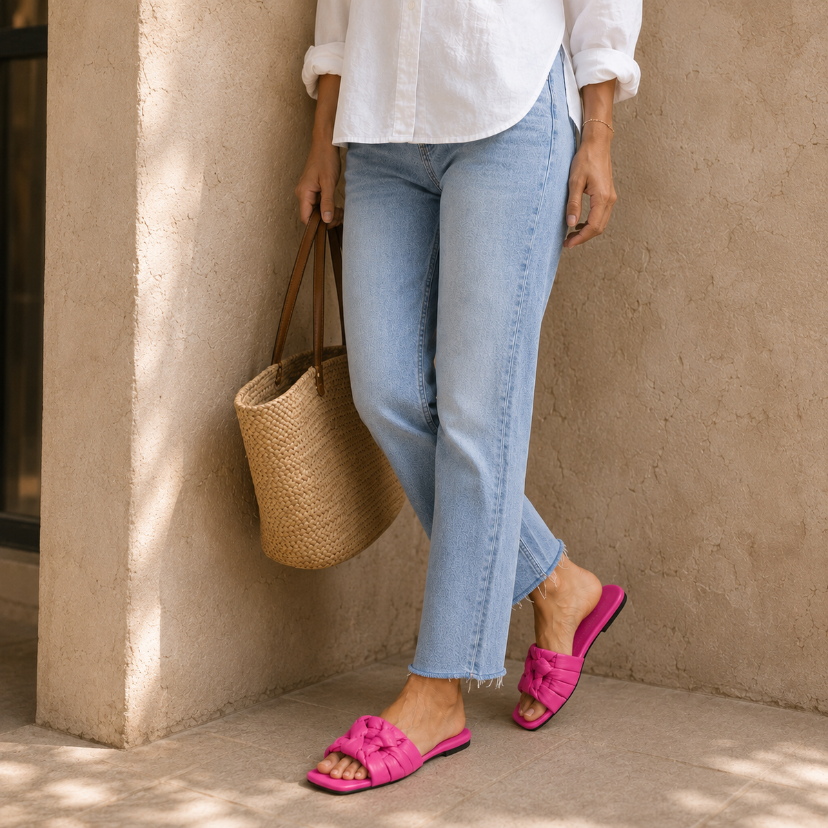 Azura Sandal in Fuschia Nappa