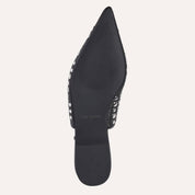 Bedford Flat in Black w/Silver Studs Nappa Leather